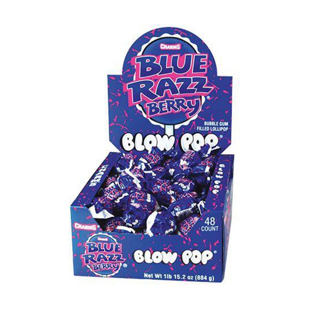 Blow Pop Blue Razz Berry Lollipops