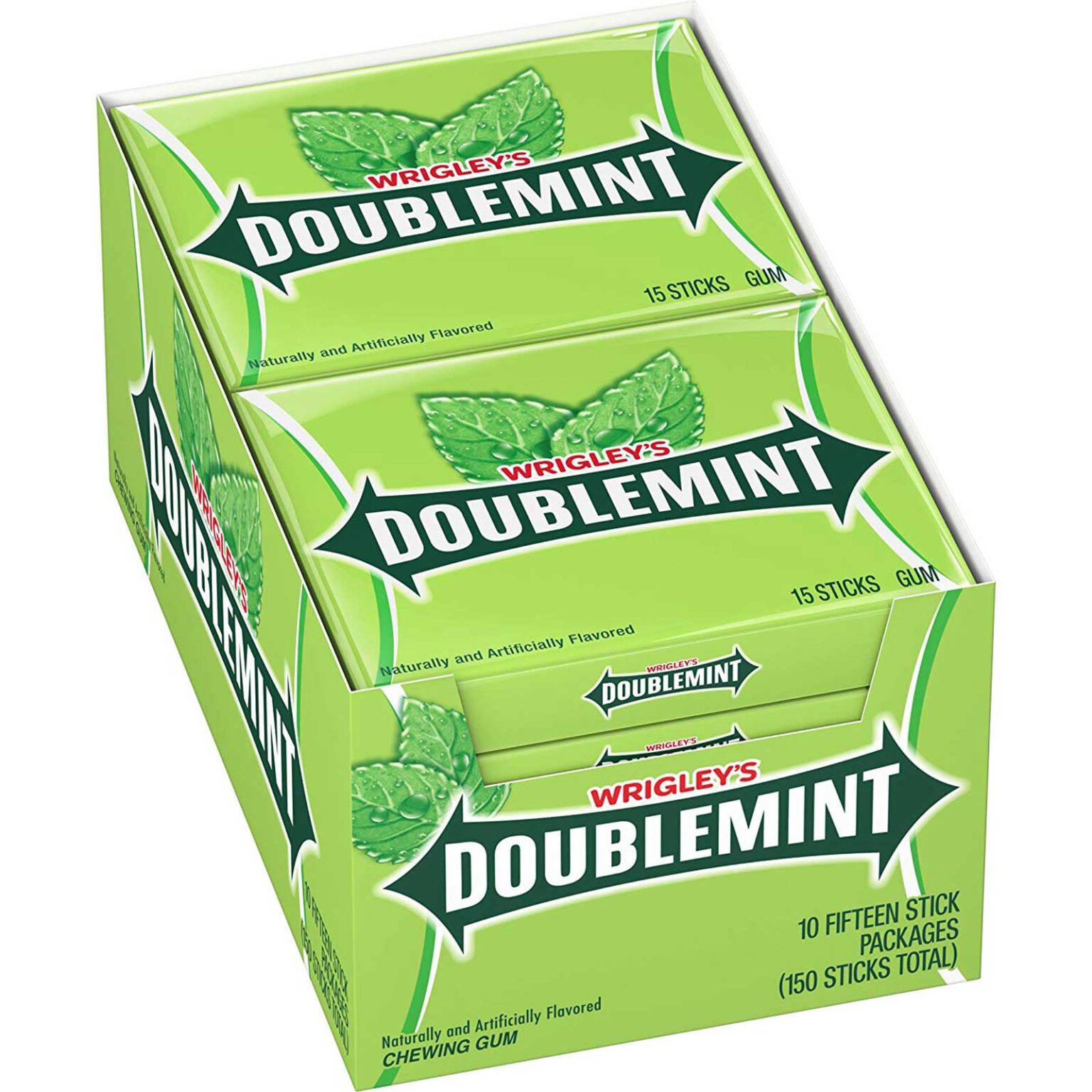 Wrigley's Doublemint Chewing Gum - 10 Packs, 15 Sticks Each [150 Sticks] - Image 1