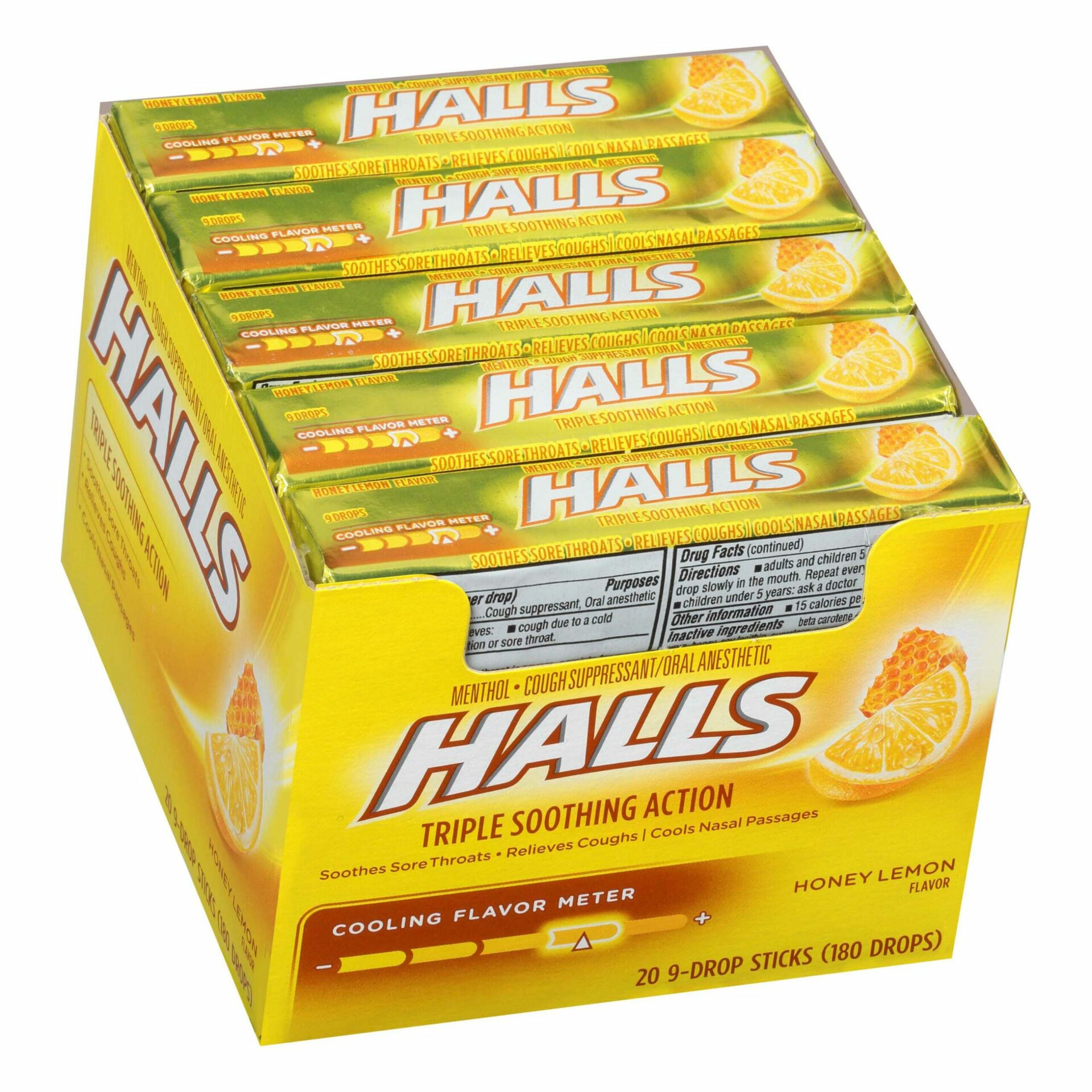 HALLS Relief Honey Lemon Sugar Free Cough Drops, Value Pack, 180 Drops