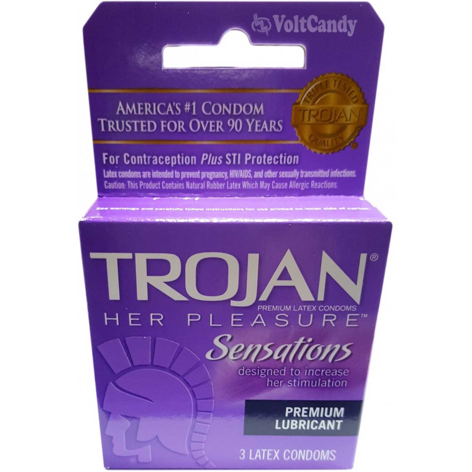 Trojan Condoms Her Pleasure™ Premium Latex Lubricant 3-pk - Image 1