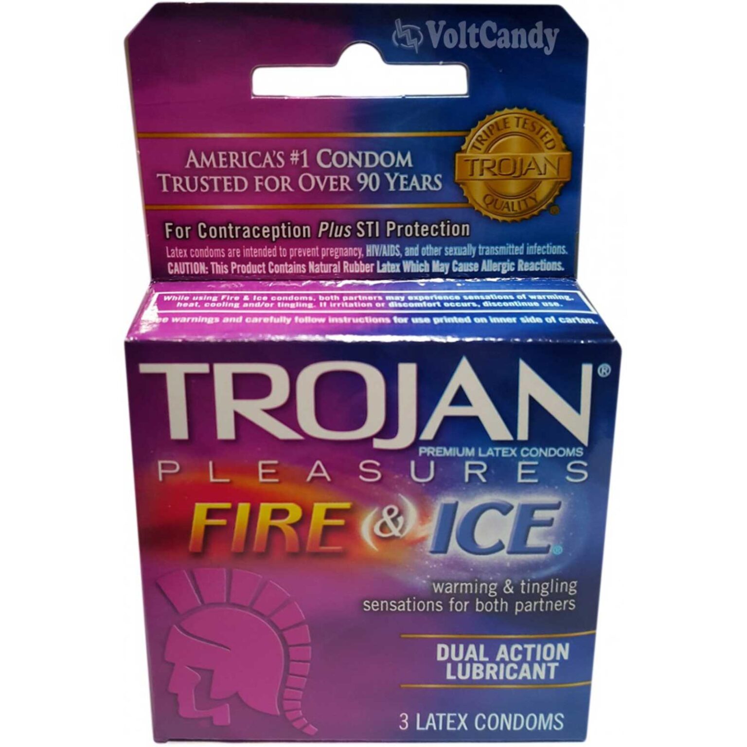 Trojan Condoms Fire & Ice Premium Latex Lubricant 3-pk - Image 1