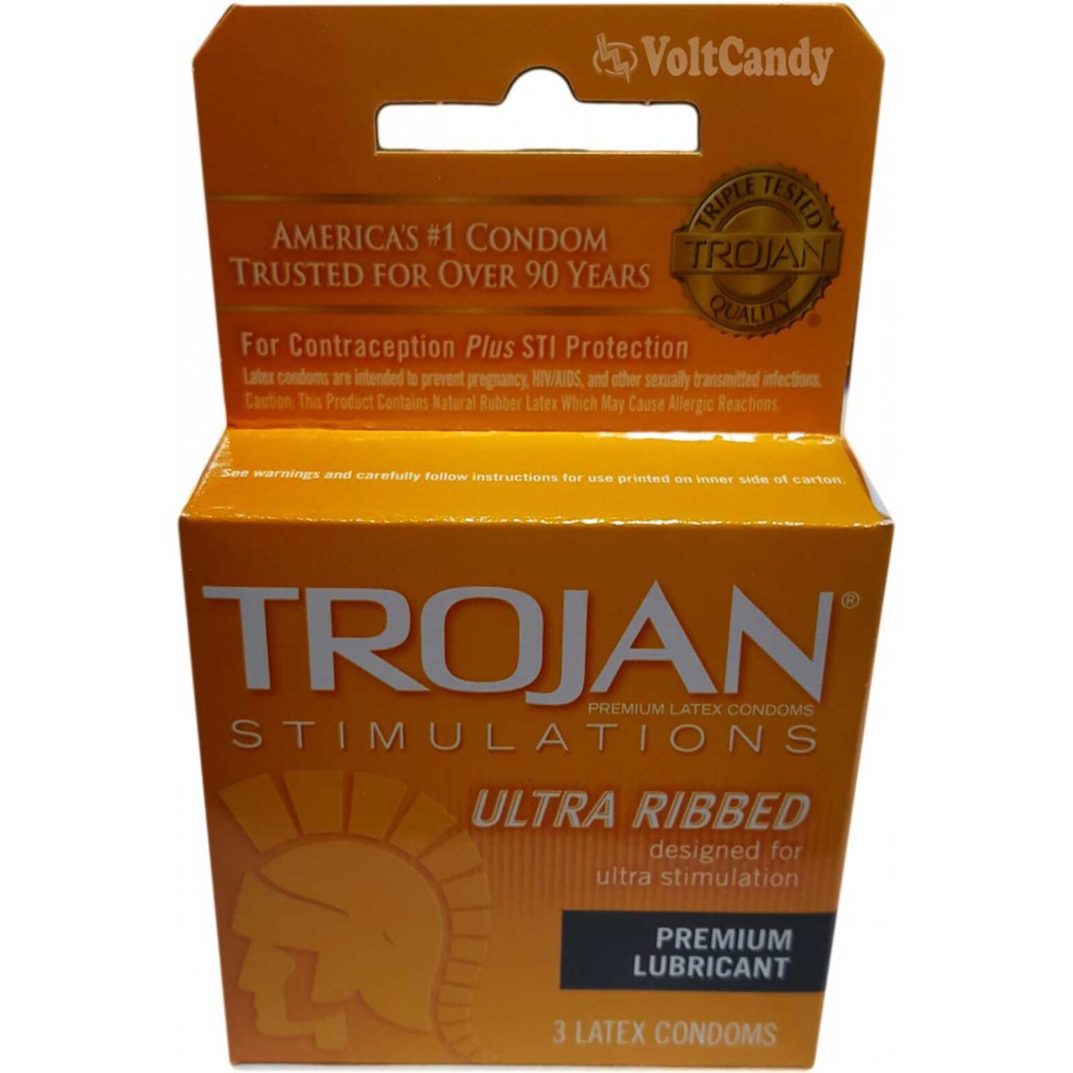 Trojan Condoms Ultra Ribbed Lubricated 3-pk - Image 1
