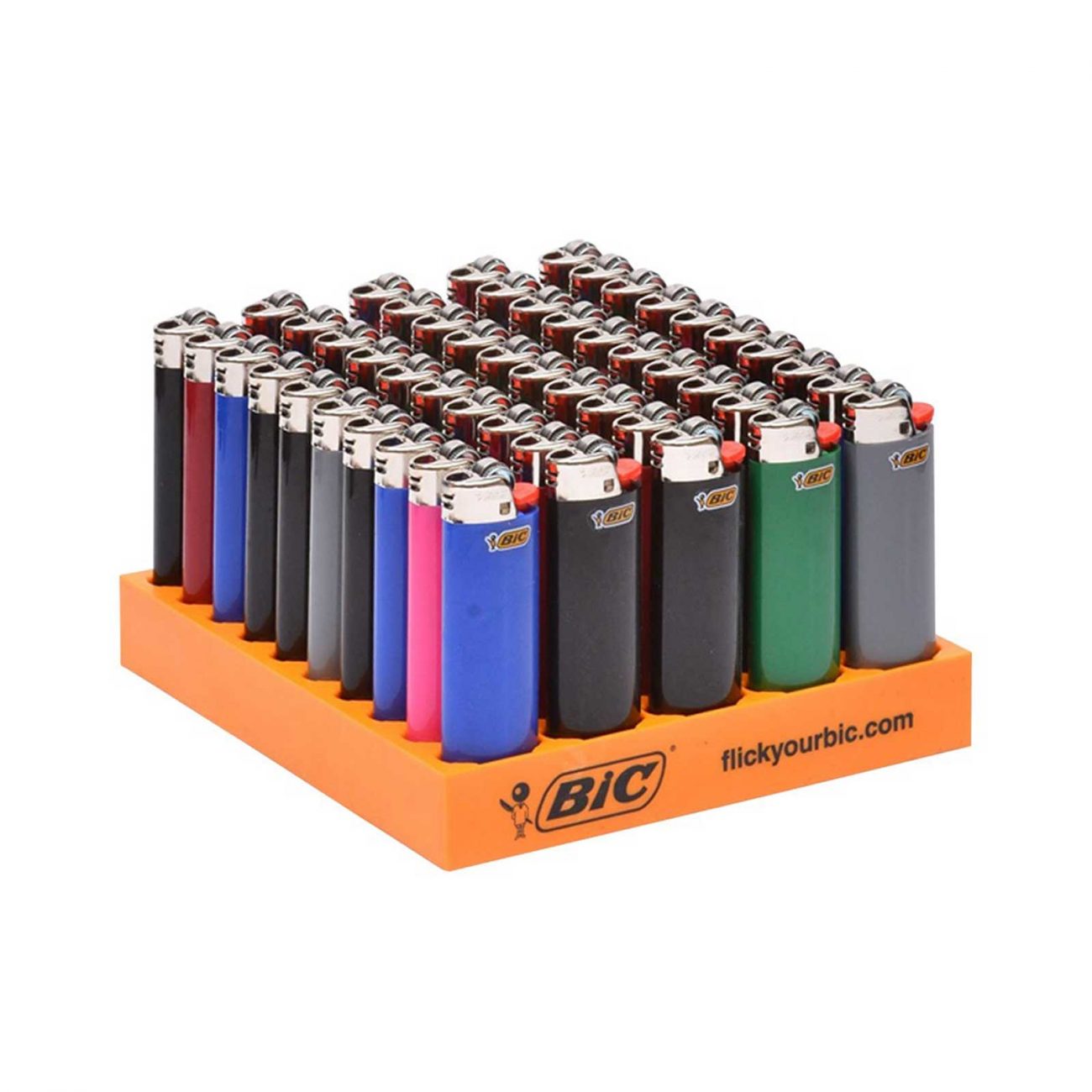 BIC Lighters Classic Full Size Disposable Lighters With Tray Assorted Colors 50 ct - Image 1