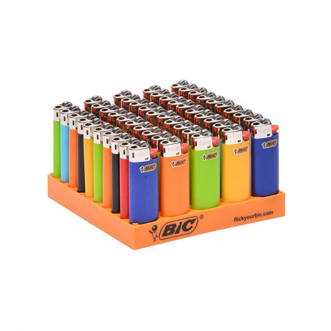 BIC Mini Lighters Classic Full Size Disposable Lighters With Tray Assorted Colors 50 ct - Image 1