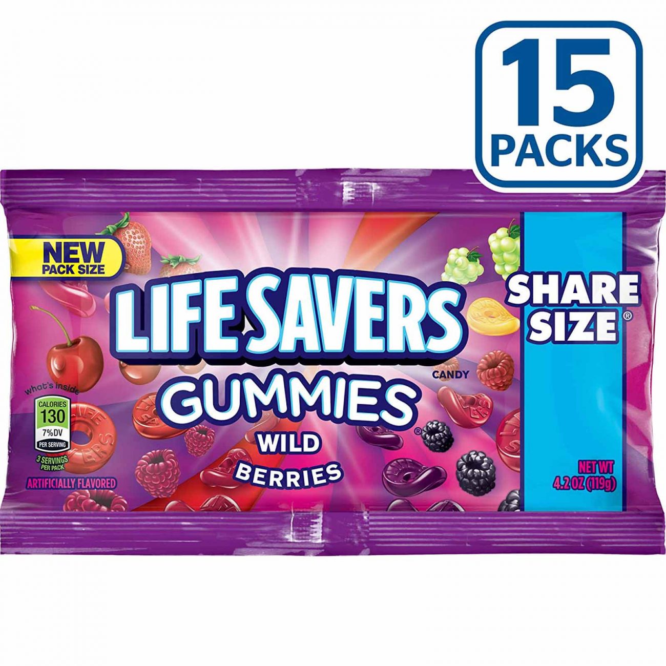 Lifesavers Gummies Wild Berries Pouches, 4.2 oz - 15/PK - Image 3