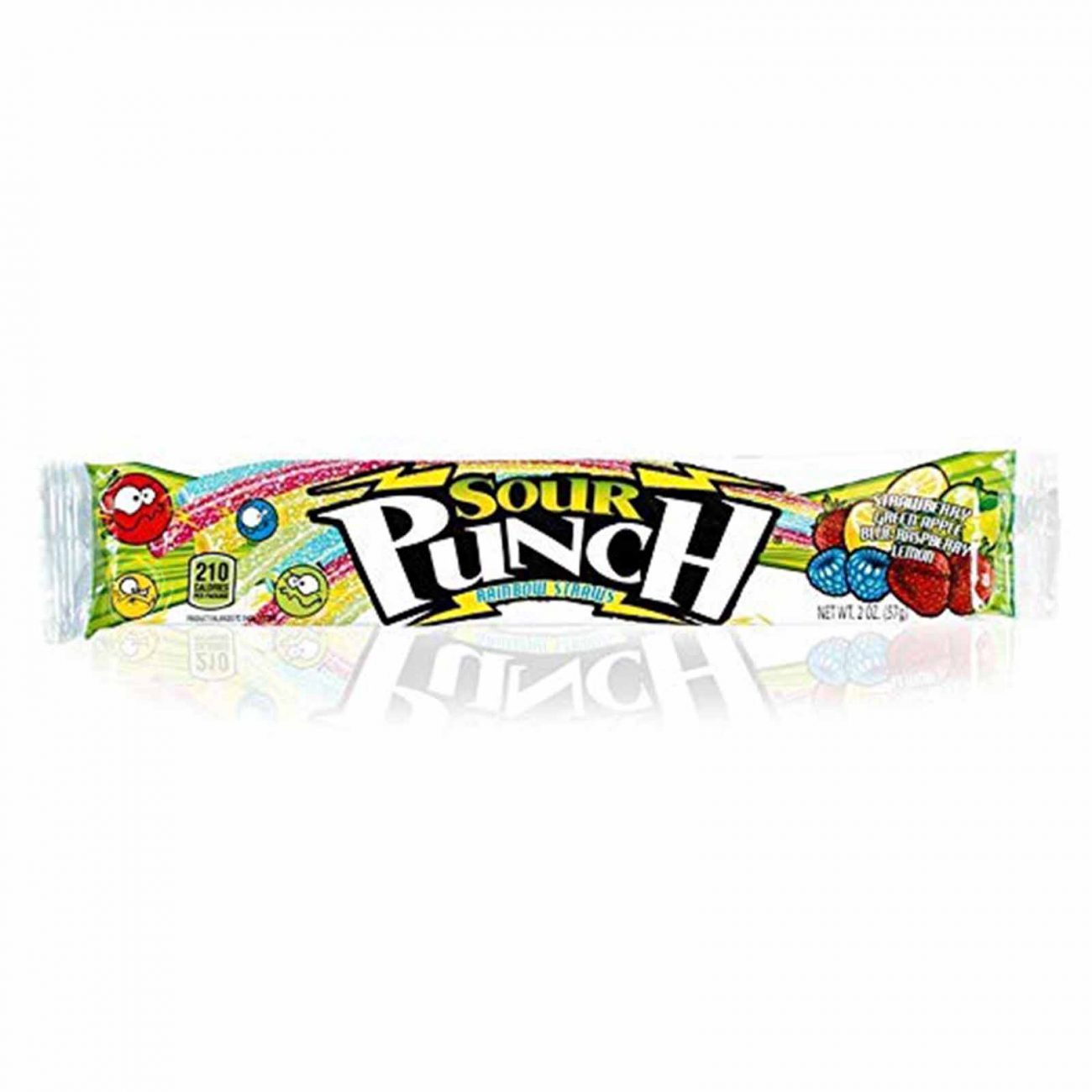 Sour Punch Straws Rainbow Fruit Flavors Chewy Sweet & Sour Candy 2/oz -24/PK - Image 2
