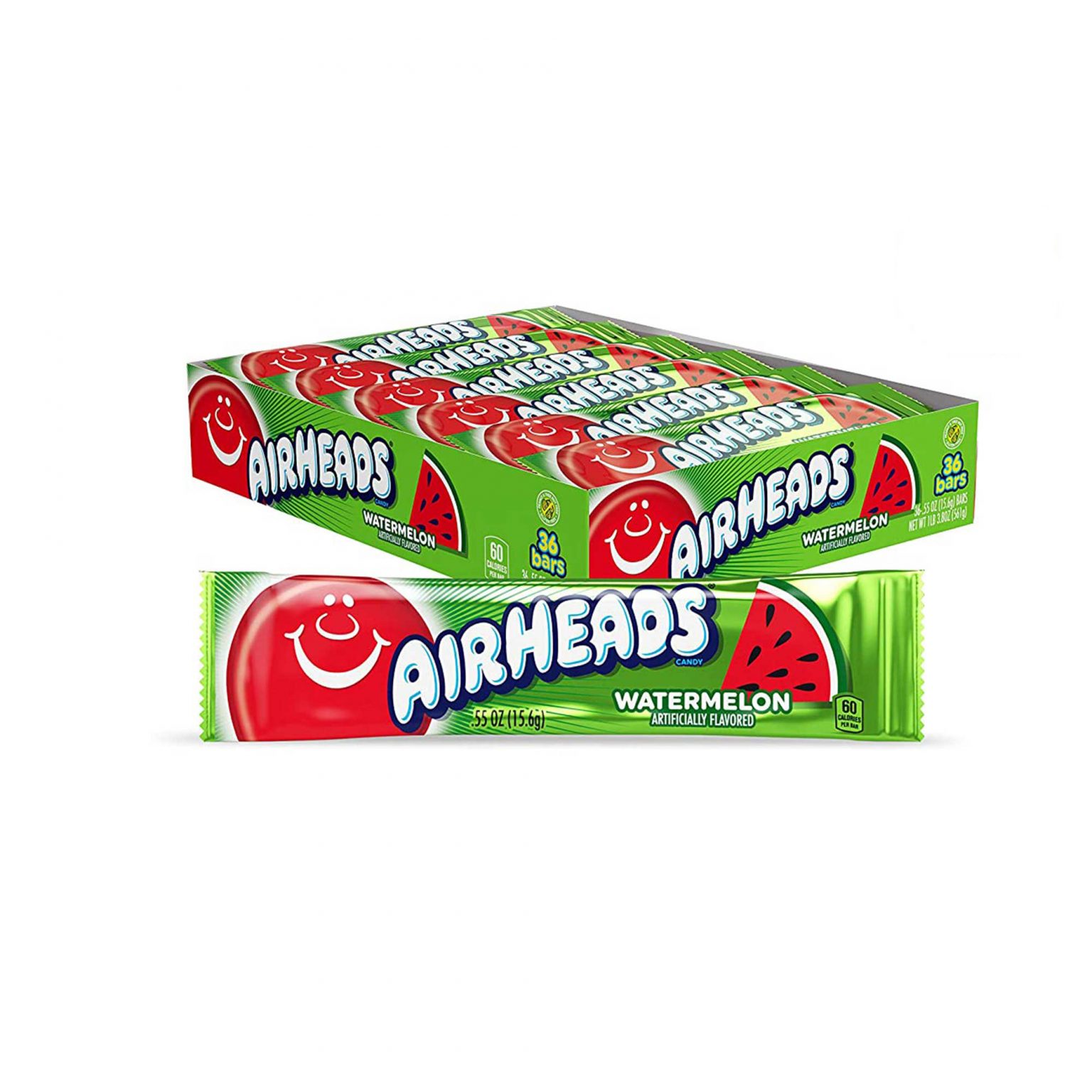 Airheads Candy, Watermelon, Individually Wrapped Bars ( 0.55 Ounce, 36 Count ) - Image 1