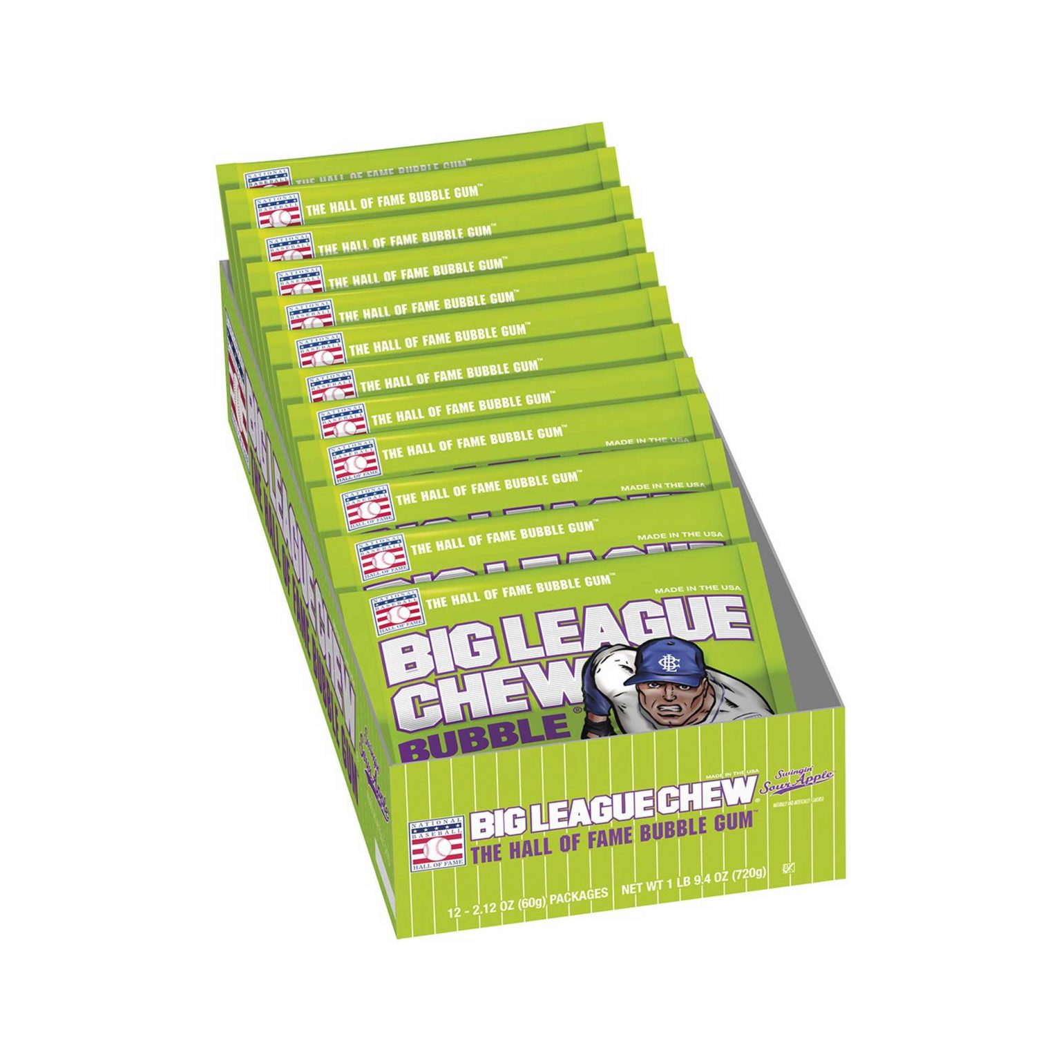 Big League Chew, Sour Apple, Bubble Gum ( 2.12 Ounce, 12 Count ) - Image 1