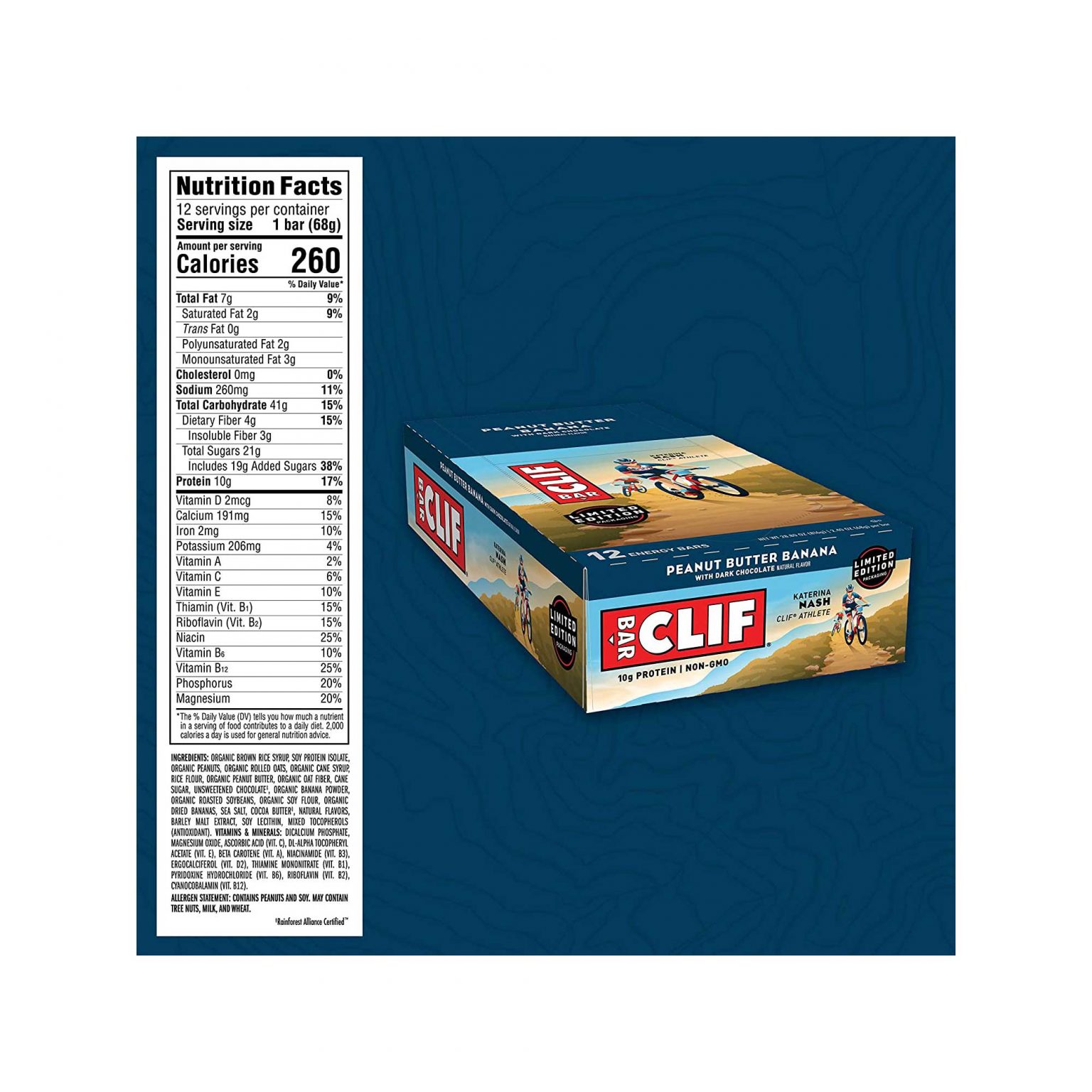 Clif Bar, Peanut Butter Banana Dark Chocolate , Energy Bars  (2.4 Ounce, 12 Count) - Image 2