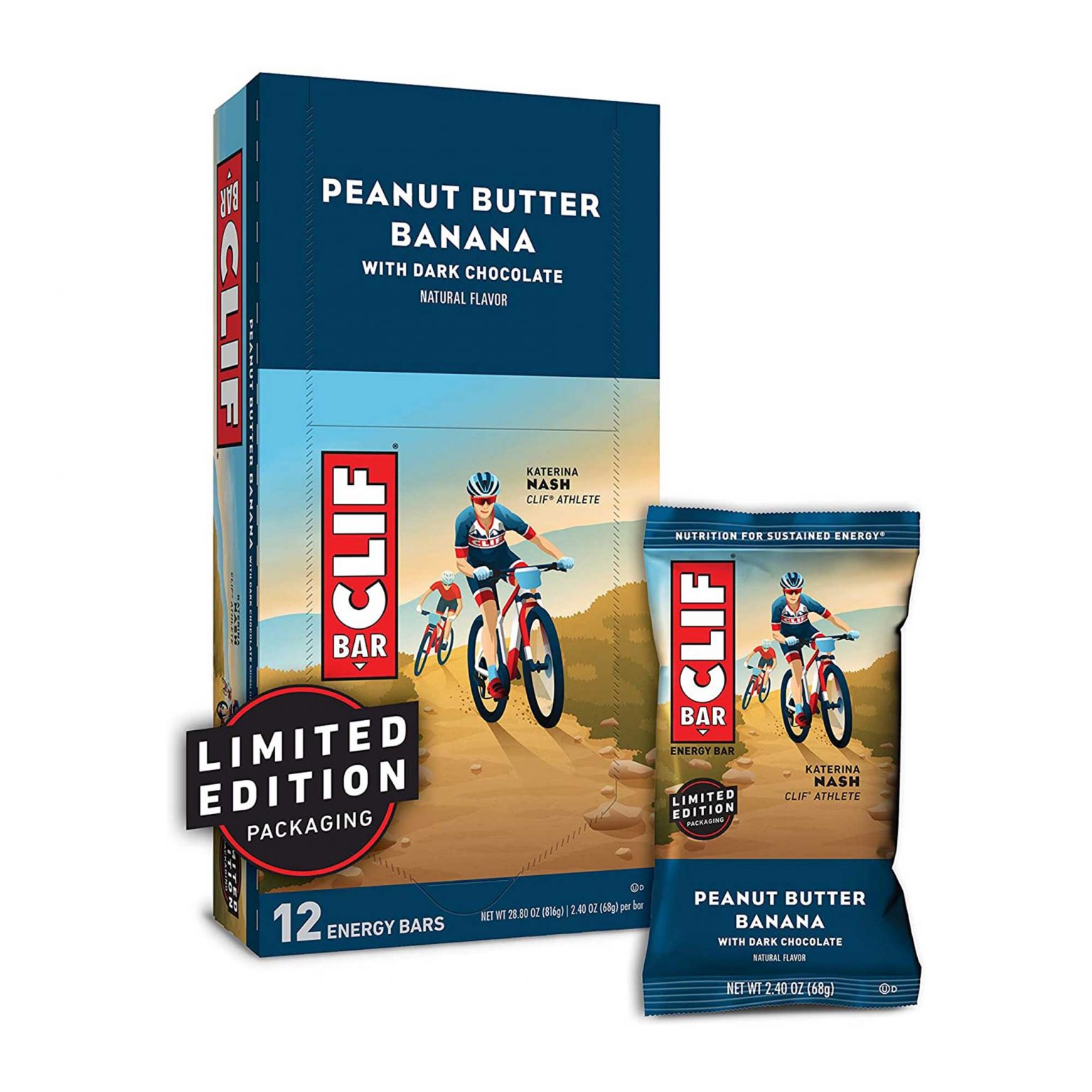 Clif Bar, Peanut Butter Banana Dark Chocolate , Energy Bars  (2.4 Ounce, 12 Count) - Image 1