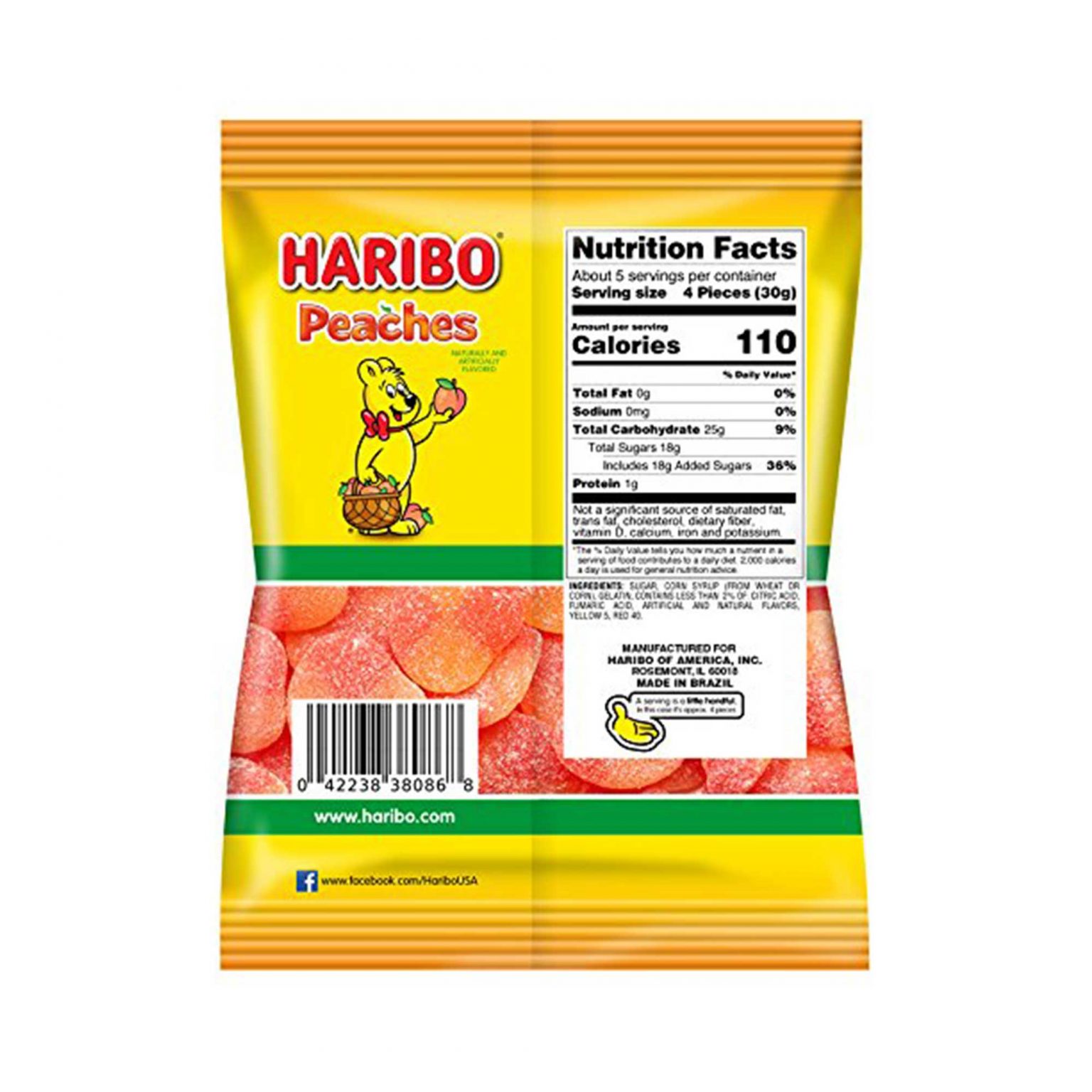 Haribo, Peaches, Gummy Candy (5 Ounce, 12 Count) - Image 2