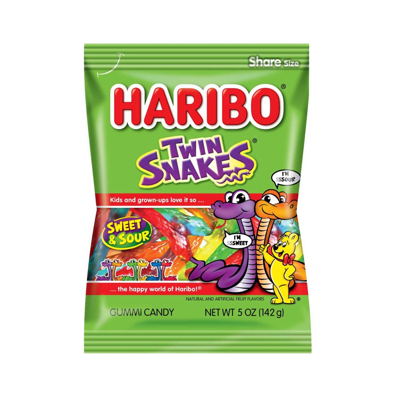 Haribo, Twin Snakes Sweet & Sour, Gummy Candy (5 Ounce, 12 Count) - Image 1
