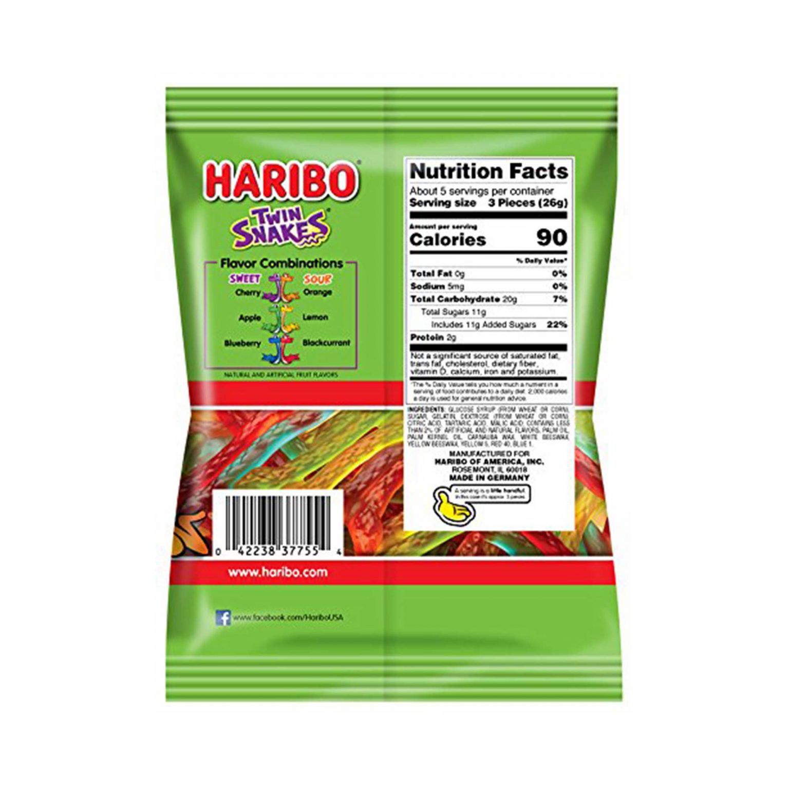 Haribo, Twin Snakes Sweet & Sour, Gummy Candy (5 Ounce, 12 Count) - Image 2