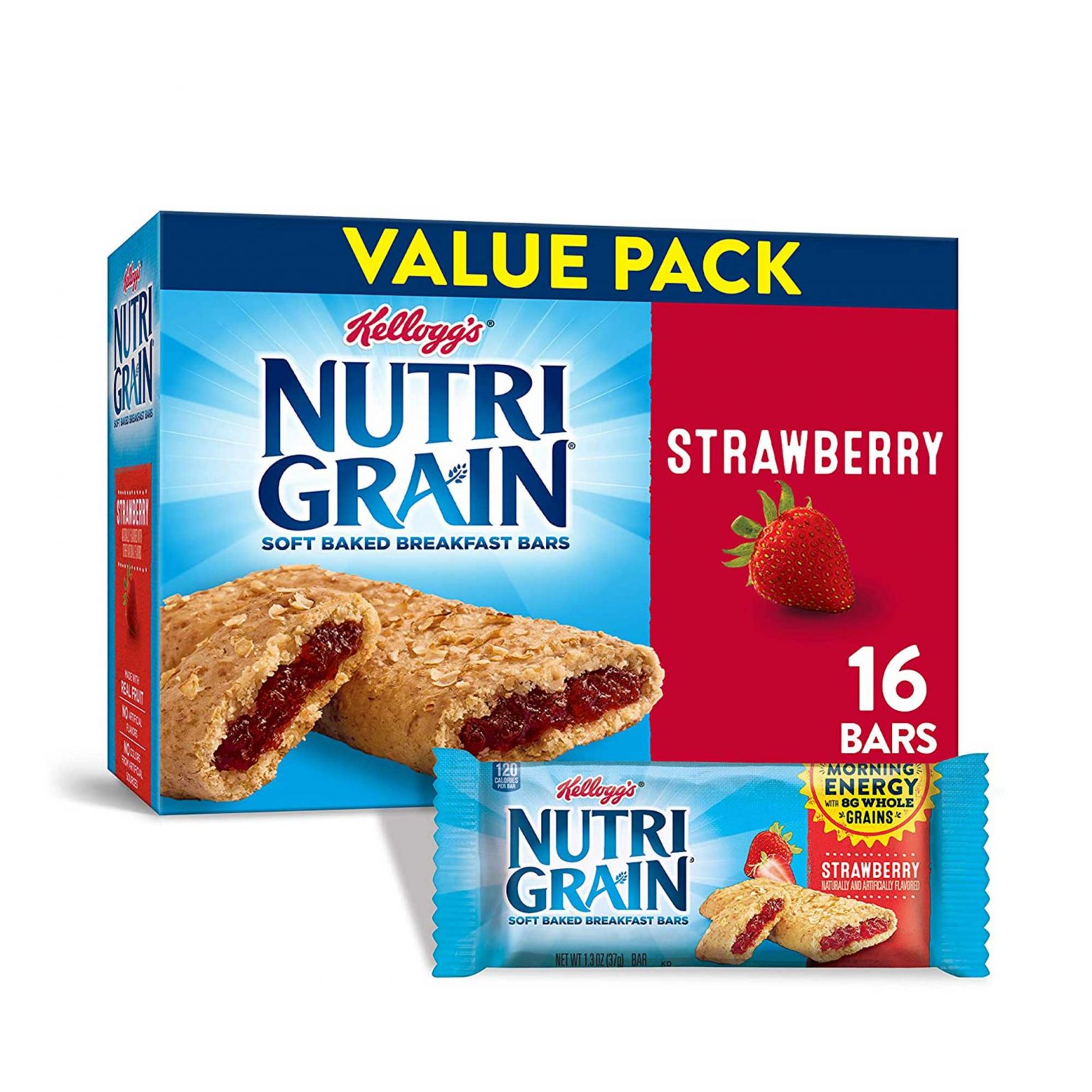 Kellogg's Nutri-Grain, Strawberry, Snack Bars (1.3 Ounce, 16 Count) - Image 1