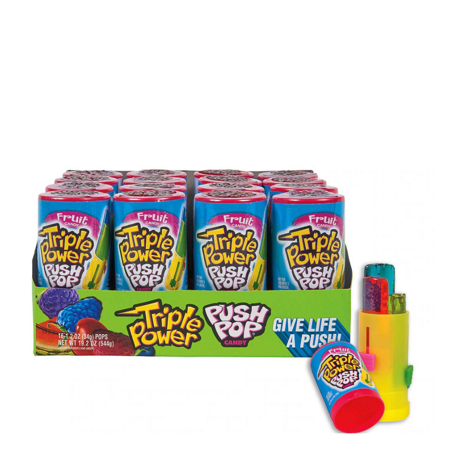 Push Pop Candy, Triple Power (1.2 Ounce, 16 Count ) - Image 1