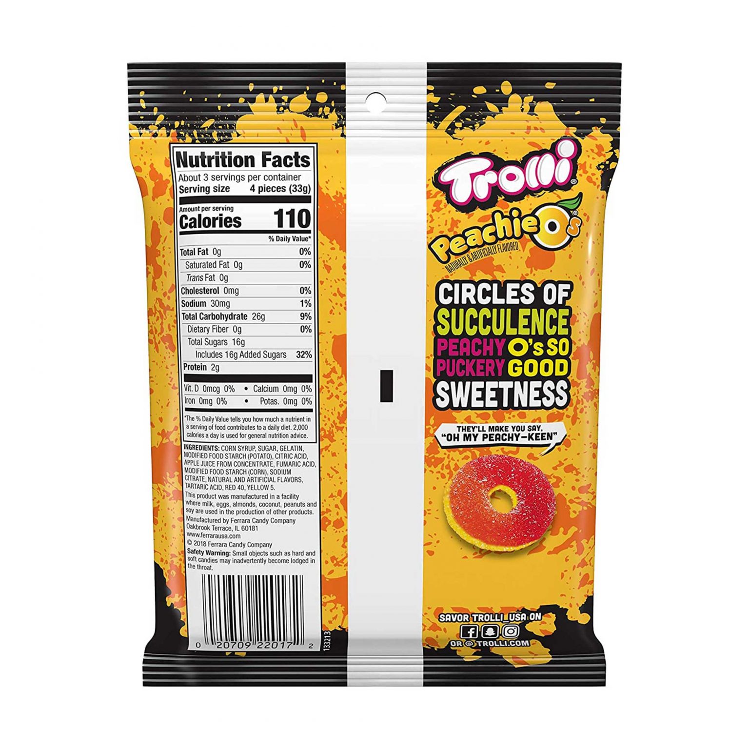 Trolli, Peachie O's, Gummy Candy (4.25 Ounce, 12 Count) - Image 2
