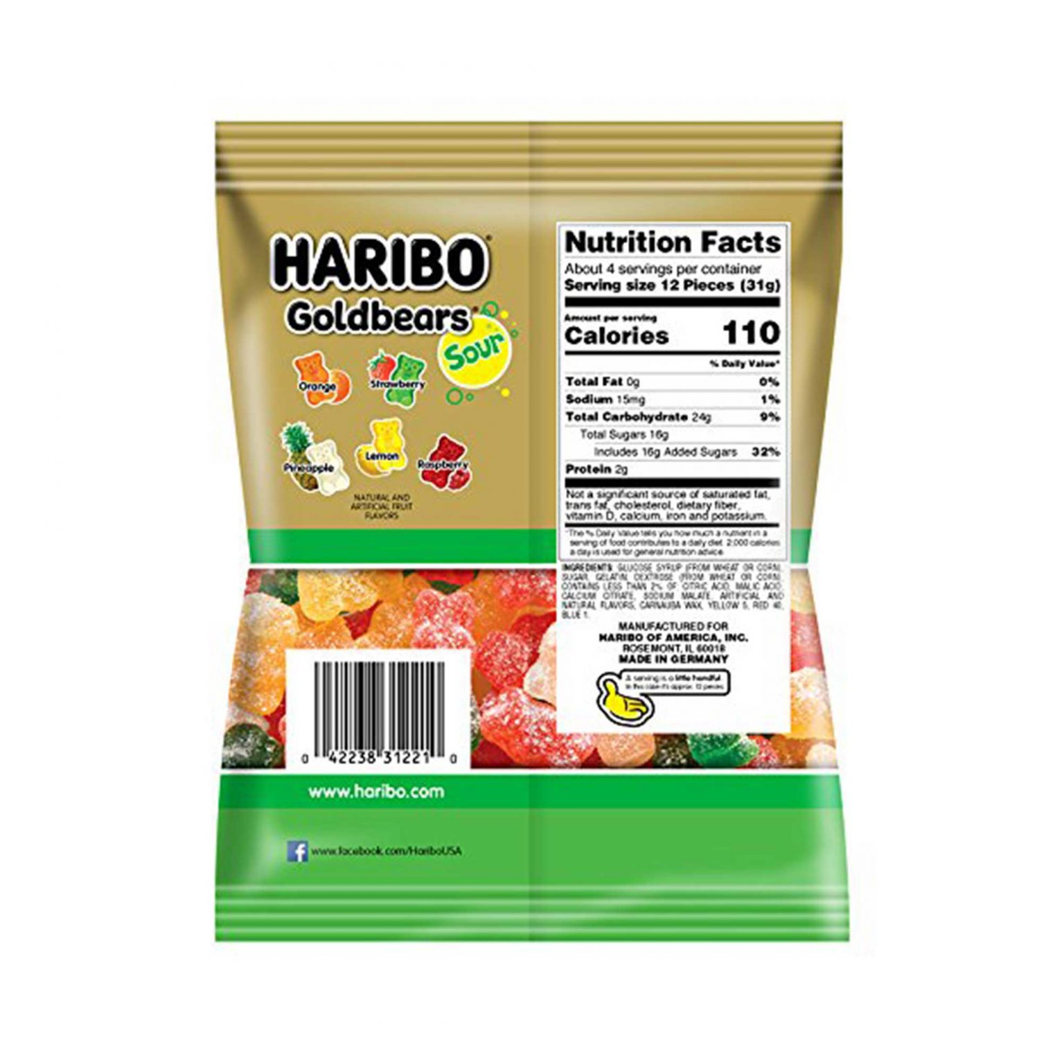 Haribo, Goldbears Sour, Gummy Candy (4.5 Ounce, 12 Count) - Image 2