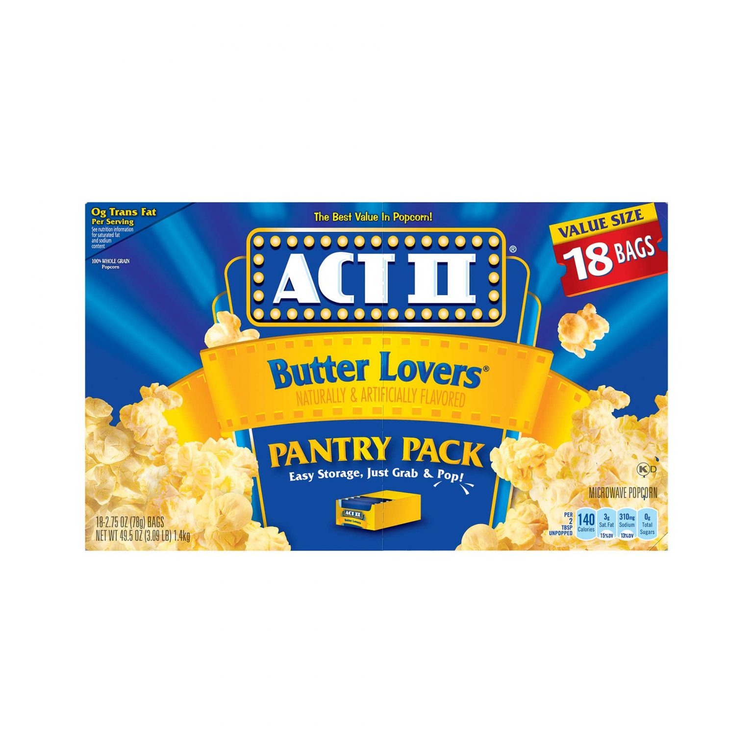 Act II Butter Lovers Microwave Popcorn Pantry Pack (2.75 Ounce, 18 Count) - Image 2