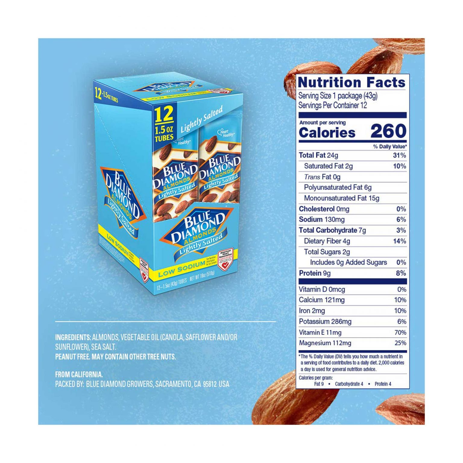 Blue Diamond Almonds Bold Lightly Salted ( 1.5 Ounce, 12 Count ) - Image 4