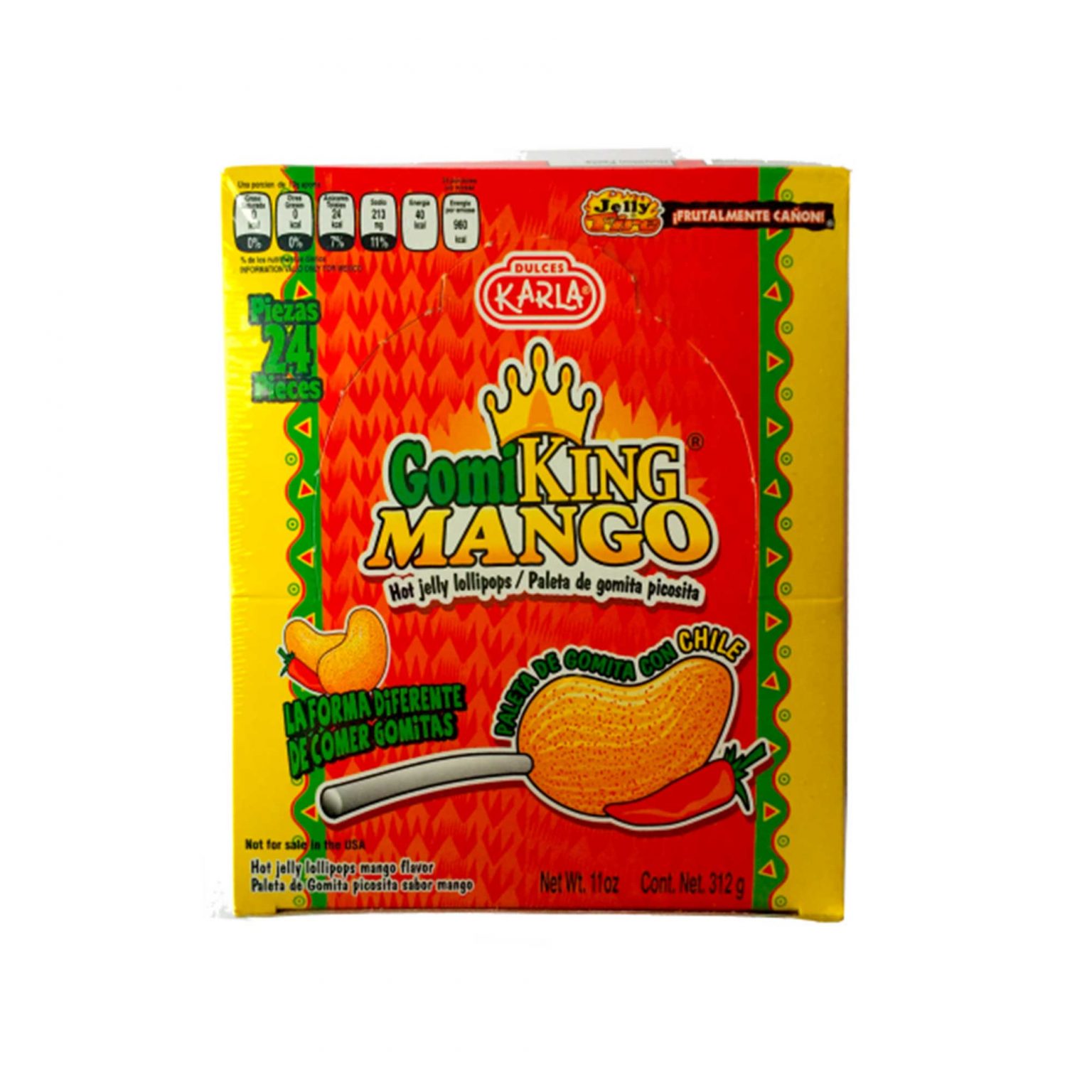 Karla Gomi King Mango Hot Jelly Lollipops ( 11 Ounce, 24 Count ) - Image 2