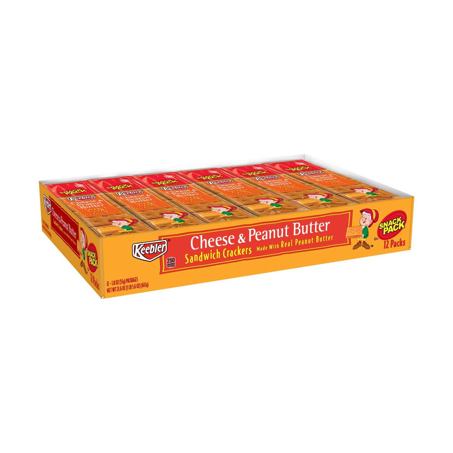 Keebler Cheese & Peanut Butter Sandwich Crackers Snack ( 1.8 Ounce, 12 Count ) - Image 1