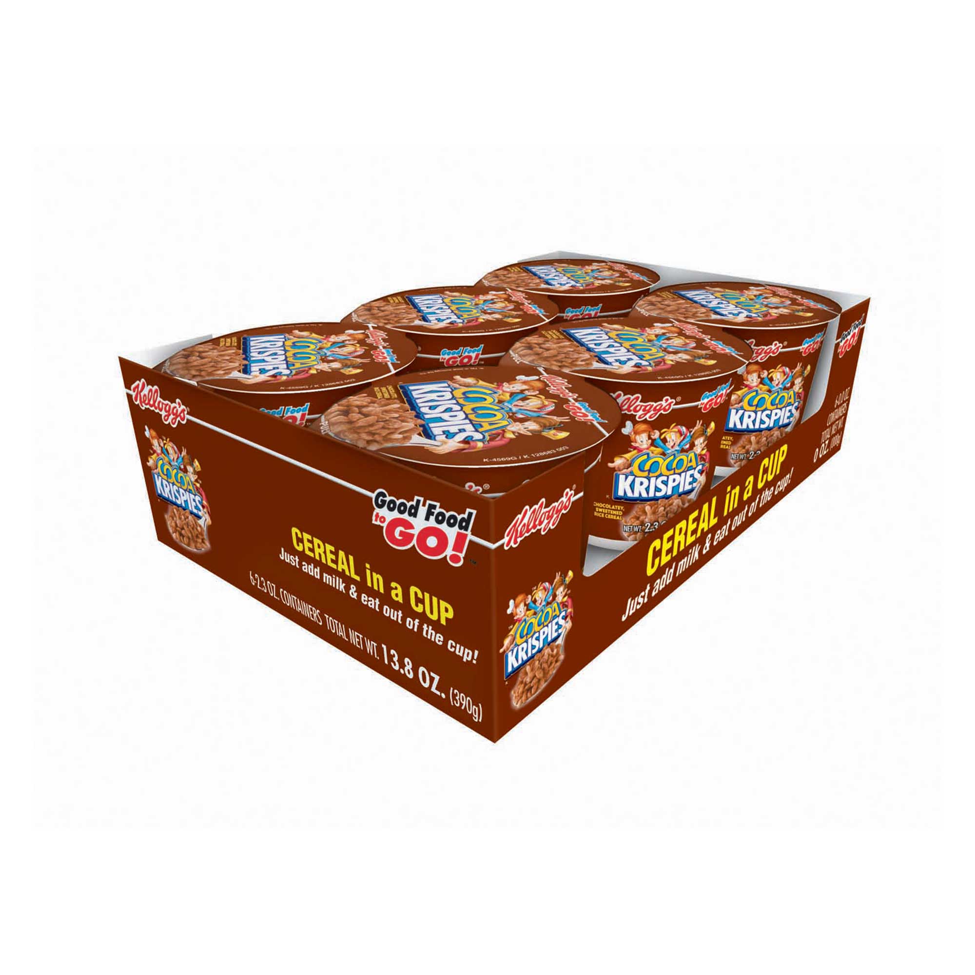 Kellogg's Cocoa Krispies Cold Breakfast Cereal Cups, Kids Snacks, Cereal Cups to Go (12 Cups)