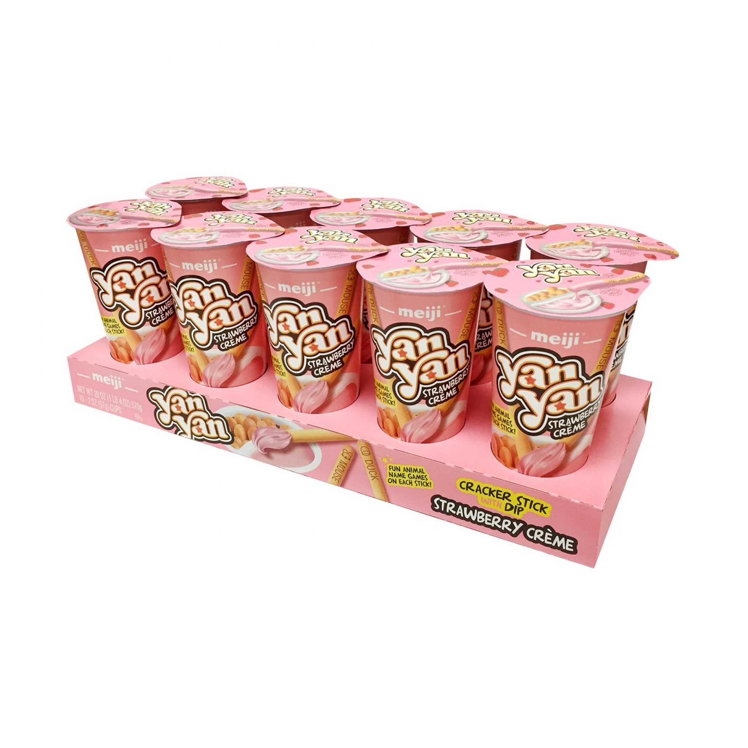 Meiji Yan Yan Cracker Sticks with dip - Strawberry Cream ( 2 Ounce, 10 Count ) - Image 1