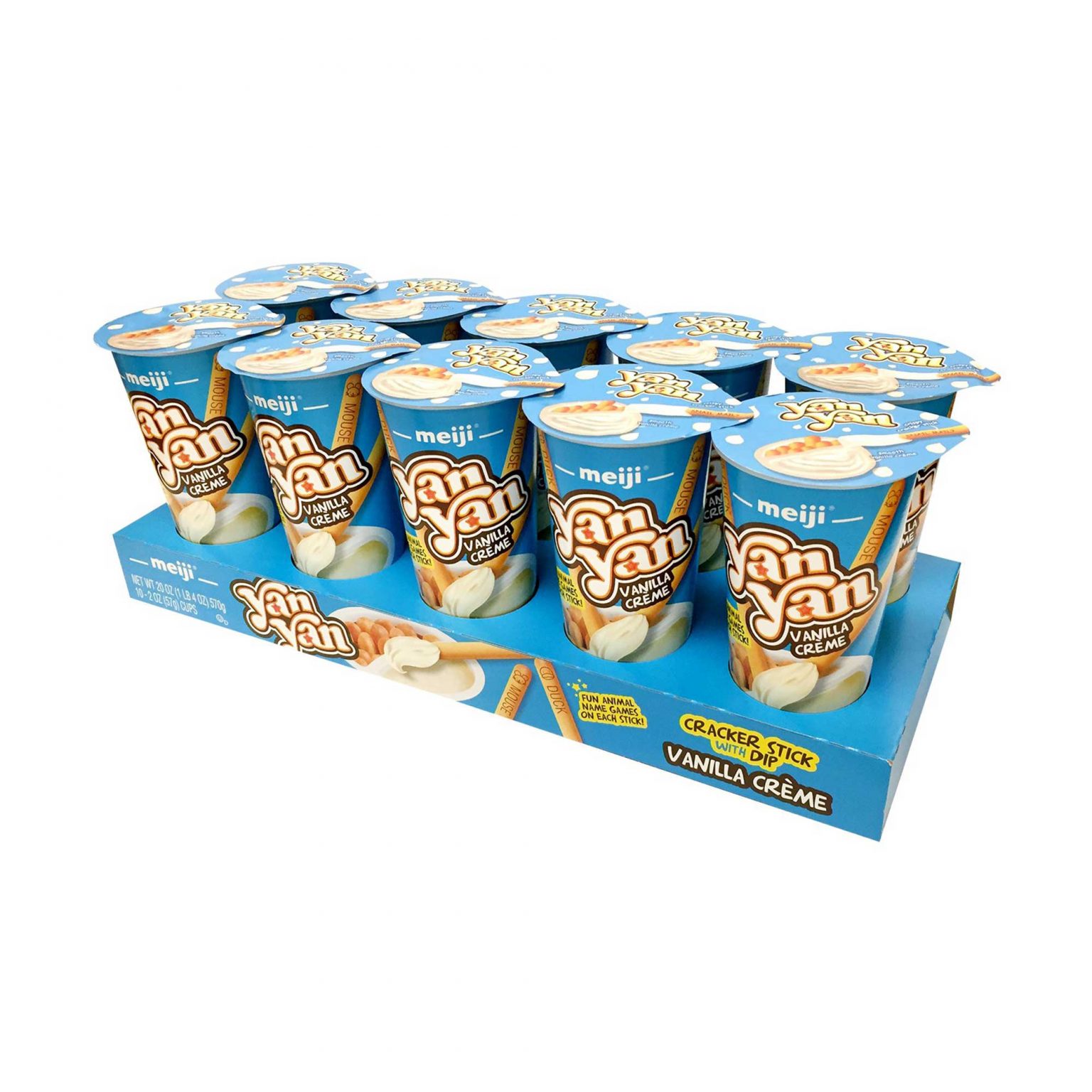 Meiji Yan Yan Cracker Sticks with dip - Vanilla Creme ( 2 Ounce, 10 Count ) - Image 1
