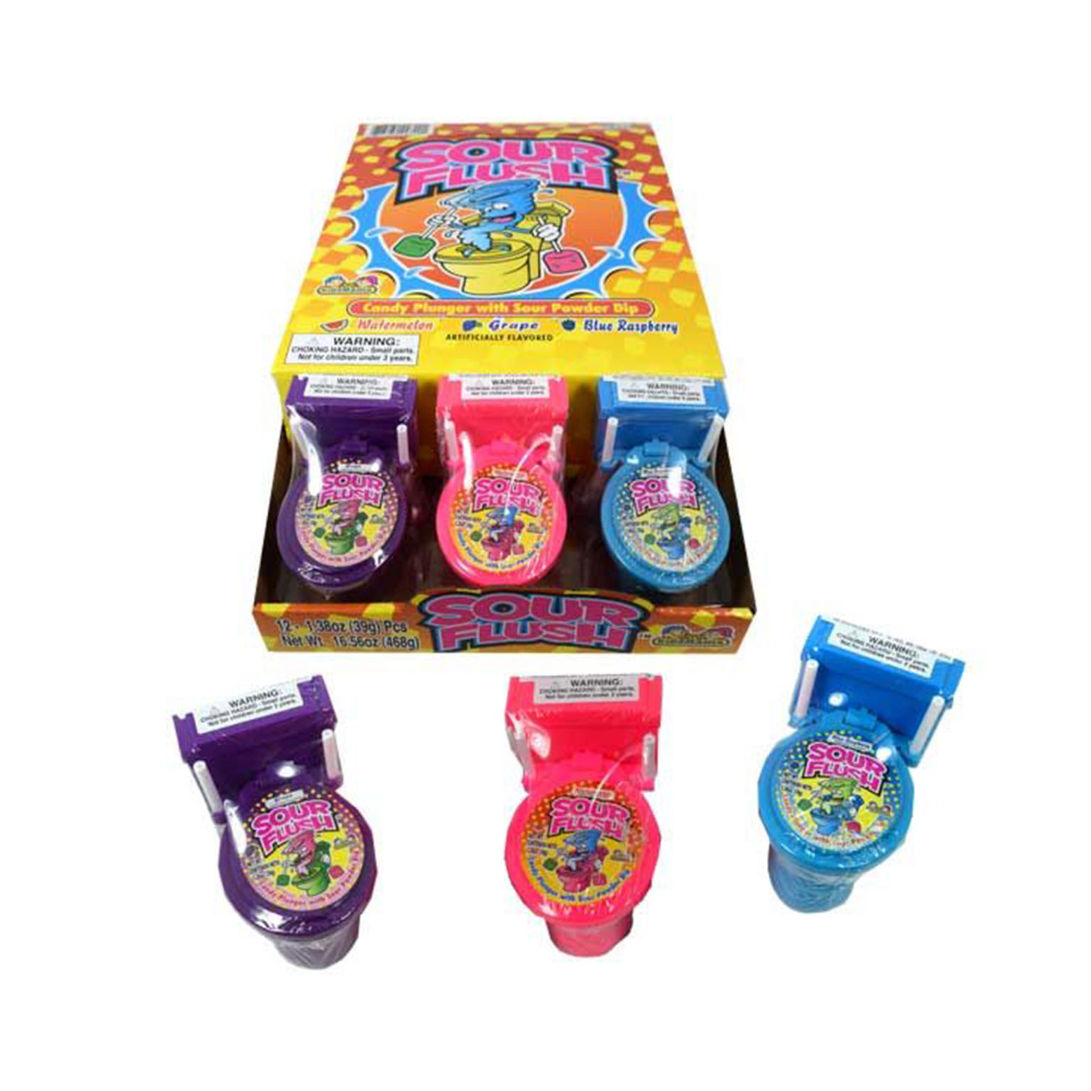 Kids mania Sour Flush Candy Toilet Lollipops, 12 ct - Image 2