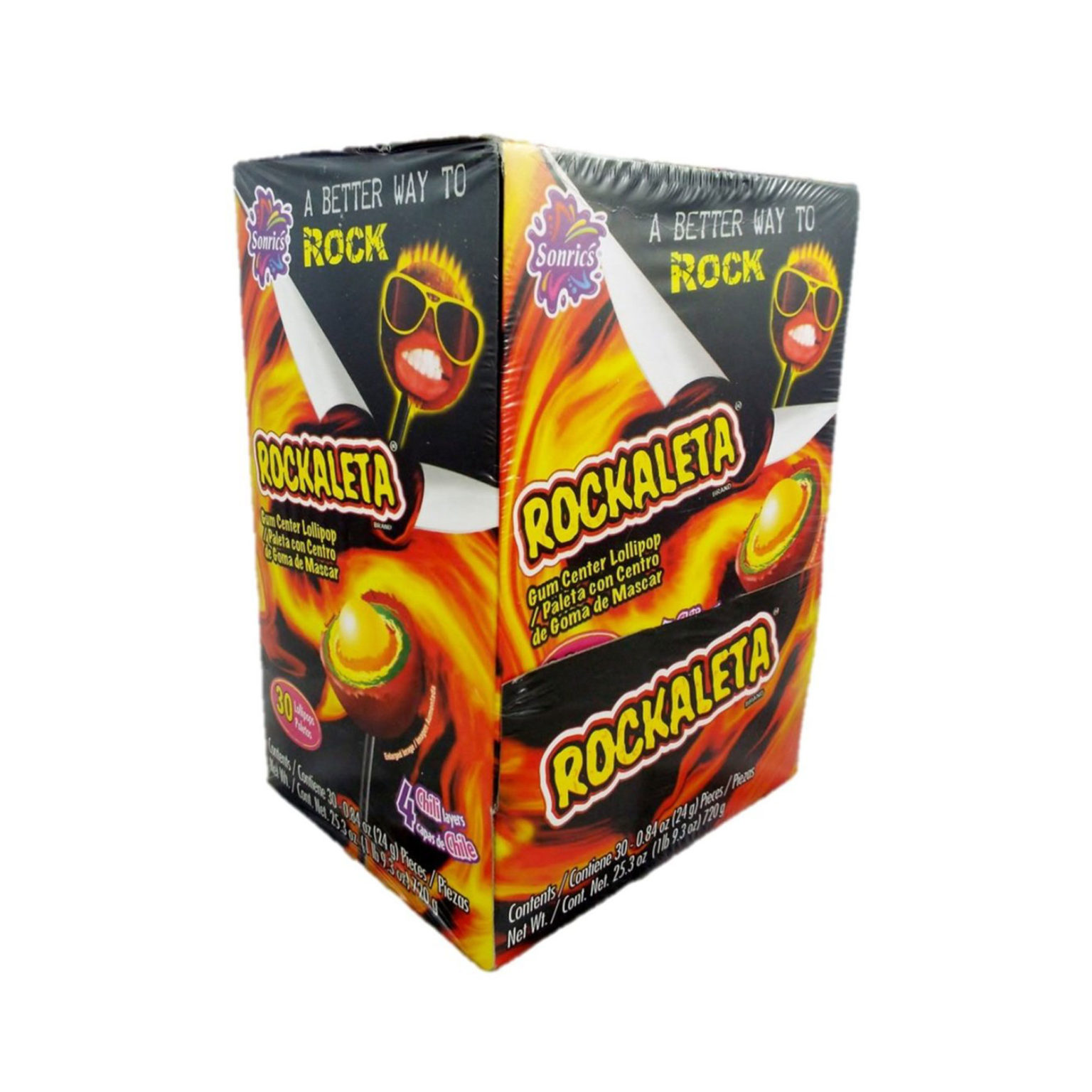 Sonrics Rockaleta Lollipop Chili Layers with Gum Center 30 Ct - Image 1