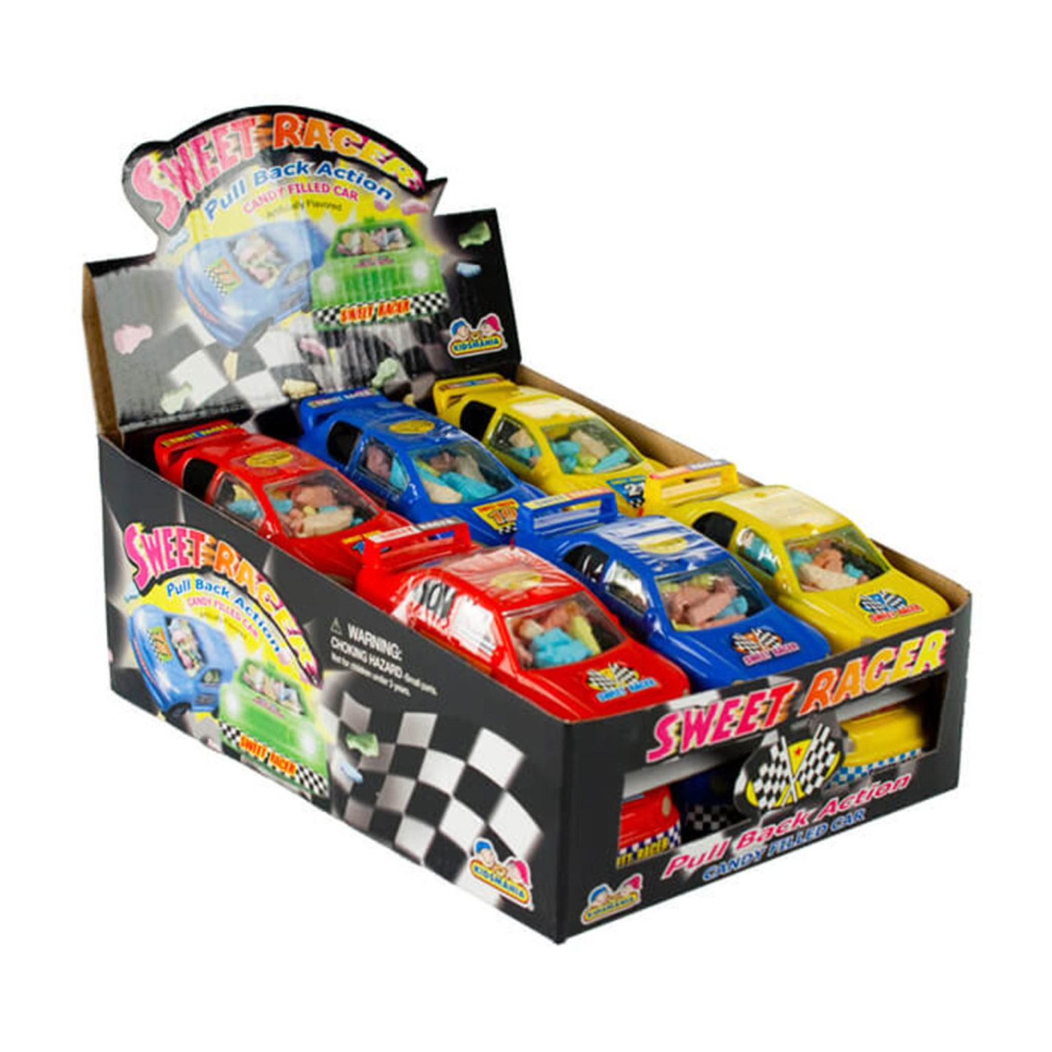 Kids mania Sweet Racer Pull Back Action Candy Filled Cars, 12 ct - Image 1