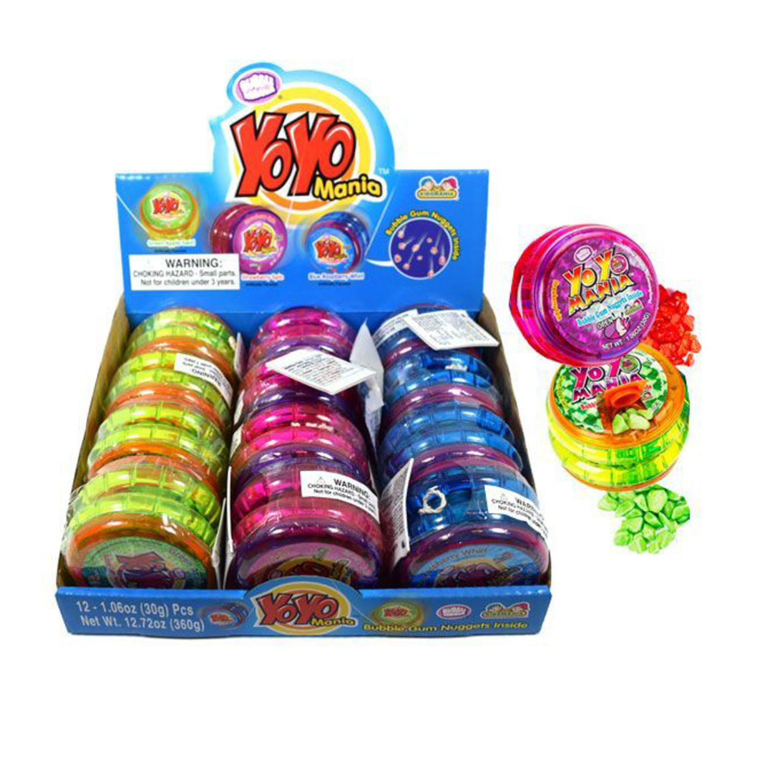 Kidsmania Yoyo Mania Bubble Gum Novelty Candy Toy, 12ct Volt Candy
