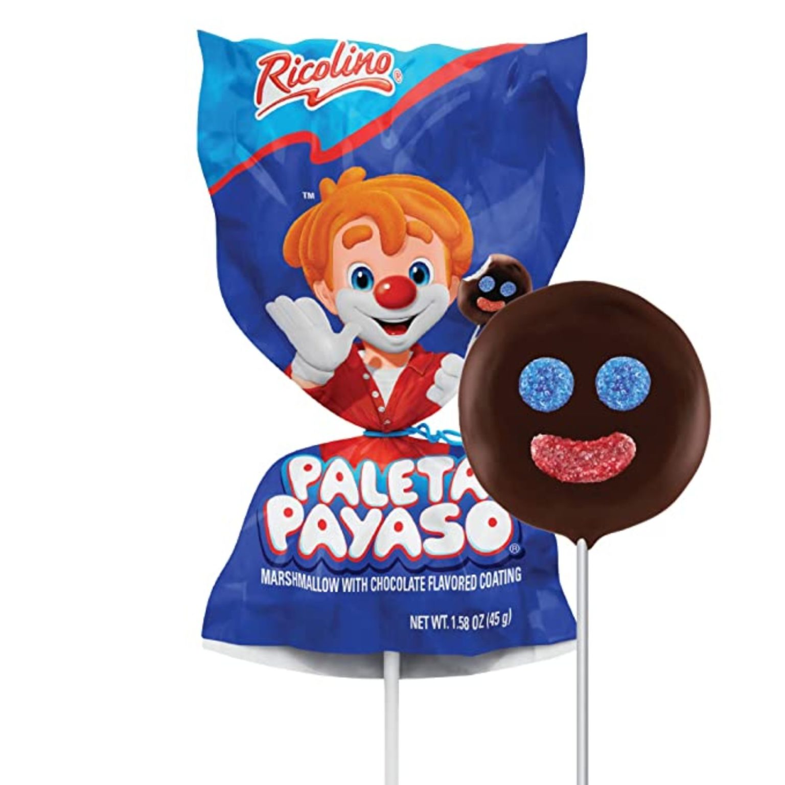 Ricolino Mini Paleta Payaso Marshmallow with Chocolate Lollipop, 15 Ct - Image 2