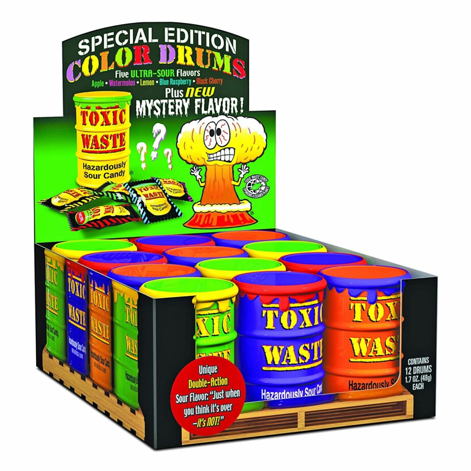 Toxic Waste Special Edition Color Drums, Assorted Flavors, 1.7 Ounce, 12 ct - Image 1