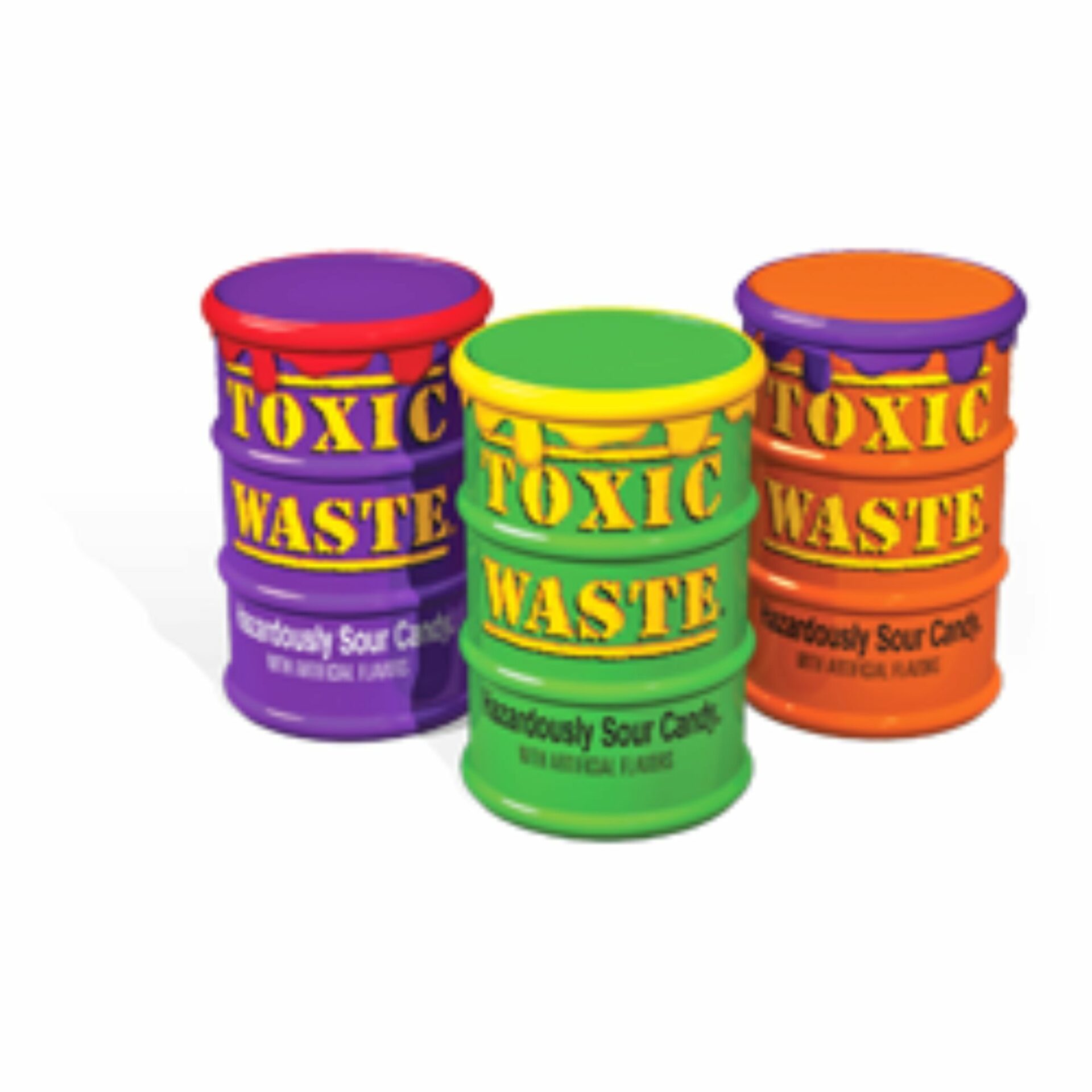 4x Toxic Waste Assorted Green/Red/Purple/Yellow Drum Sour Candy Sweets