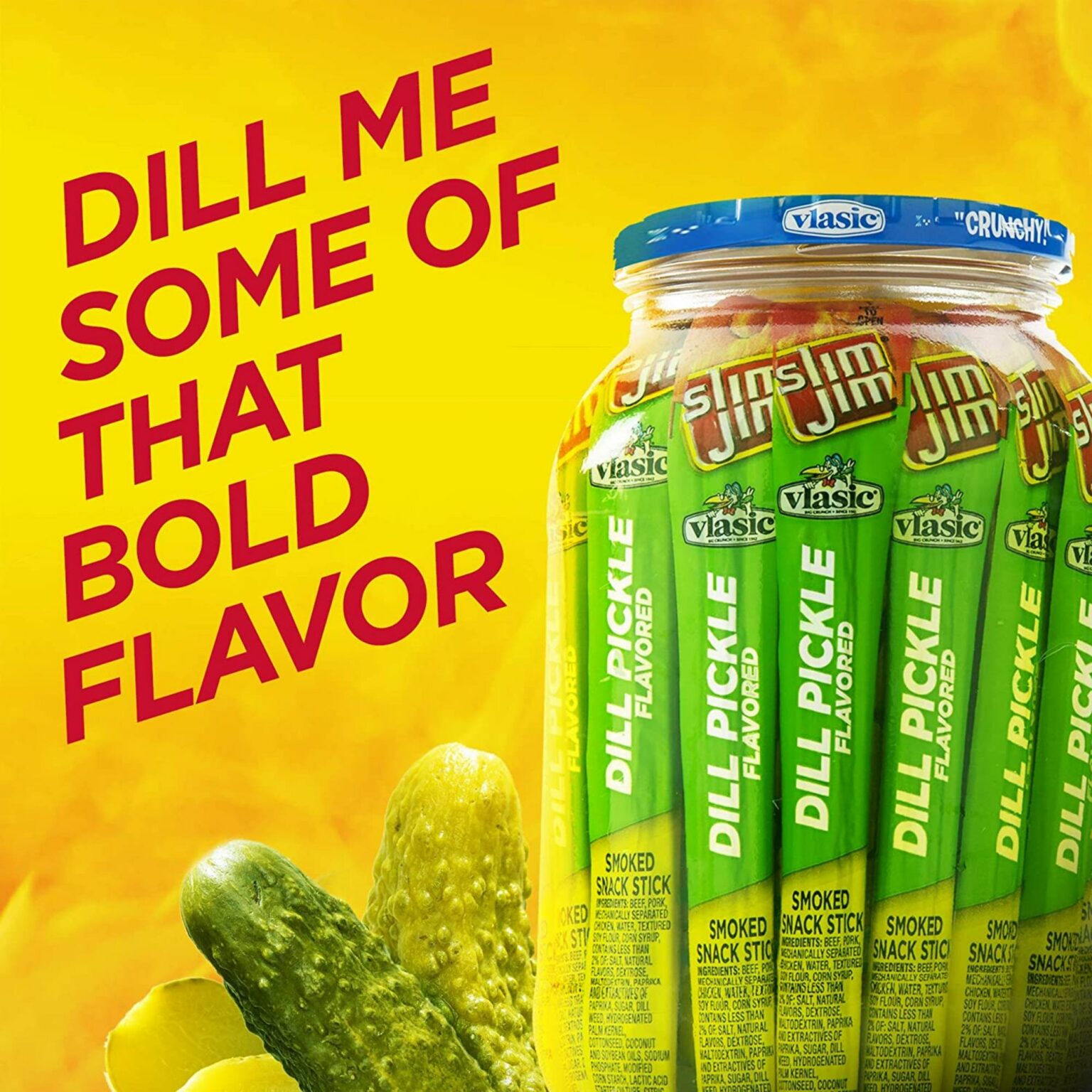 Slim Jim Dill Pickle Smoked Smoked Snack Stick, 0.97oz, 24ct - Image 3