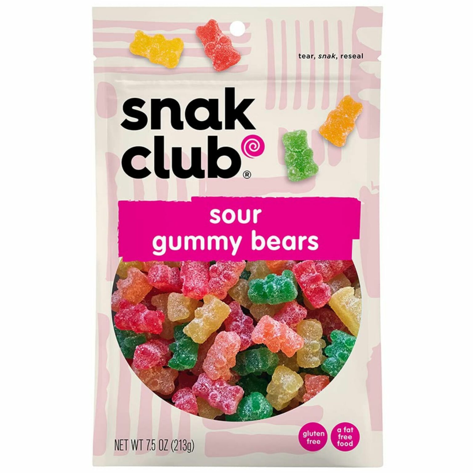 Snak Club Sour Gummy Bears 7.5 oz, 6 CT - Image 1
