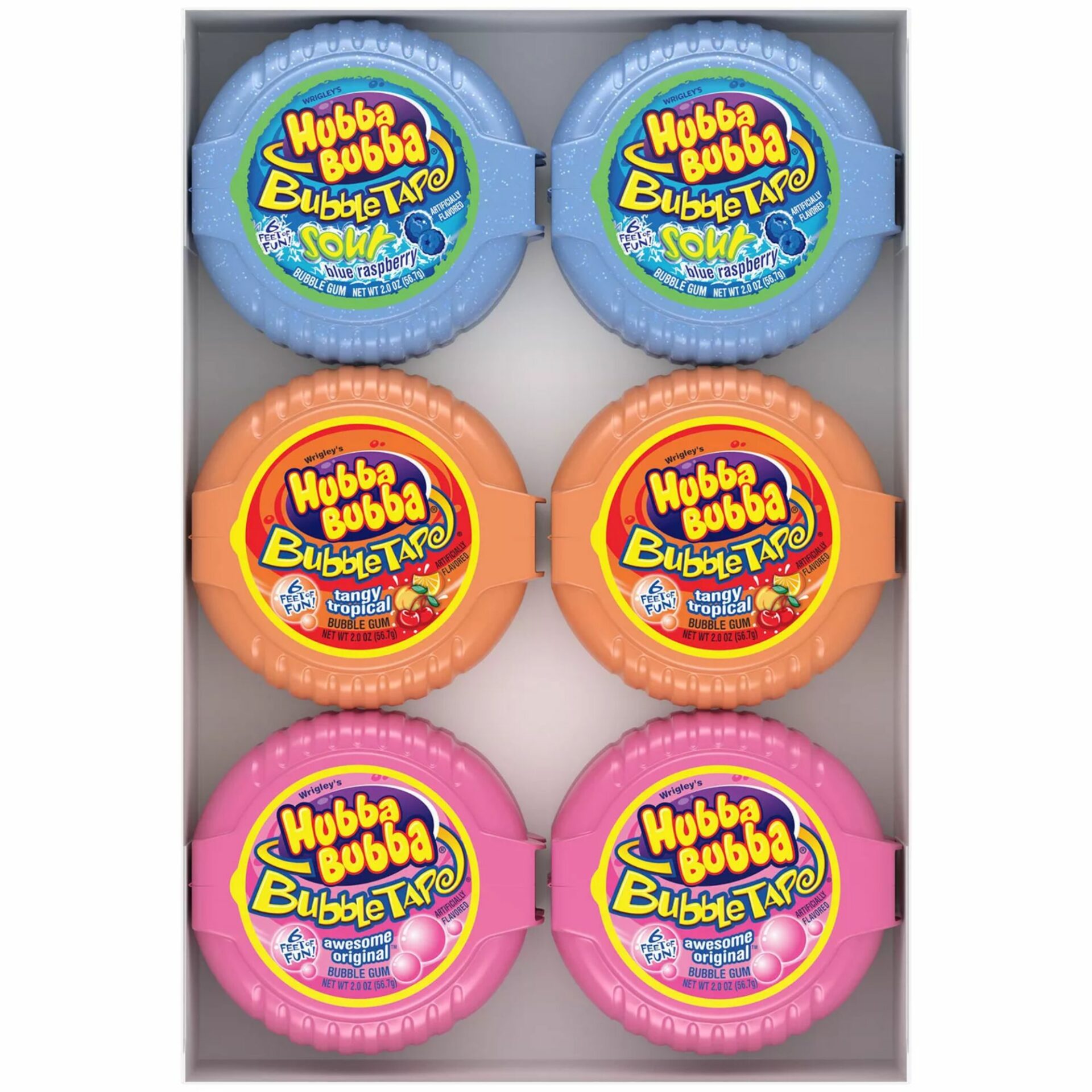 Hubba Bubba Bubble Gum, Sour, Blue Raspberry, Bubble Tape - 2.0 oz