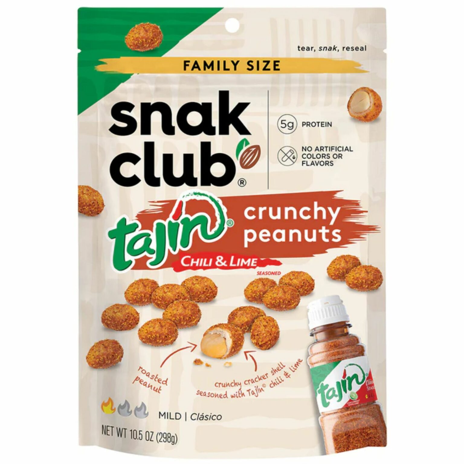 Snak Club Crunchy Mild Chili & Lime Peanuts 4.5 oz, 6 CT - Image 1