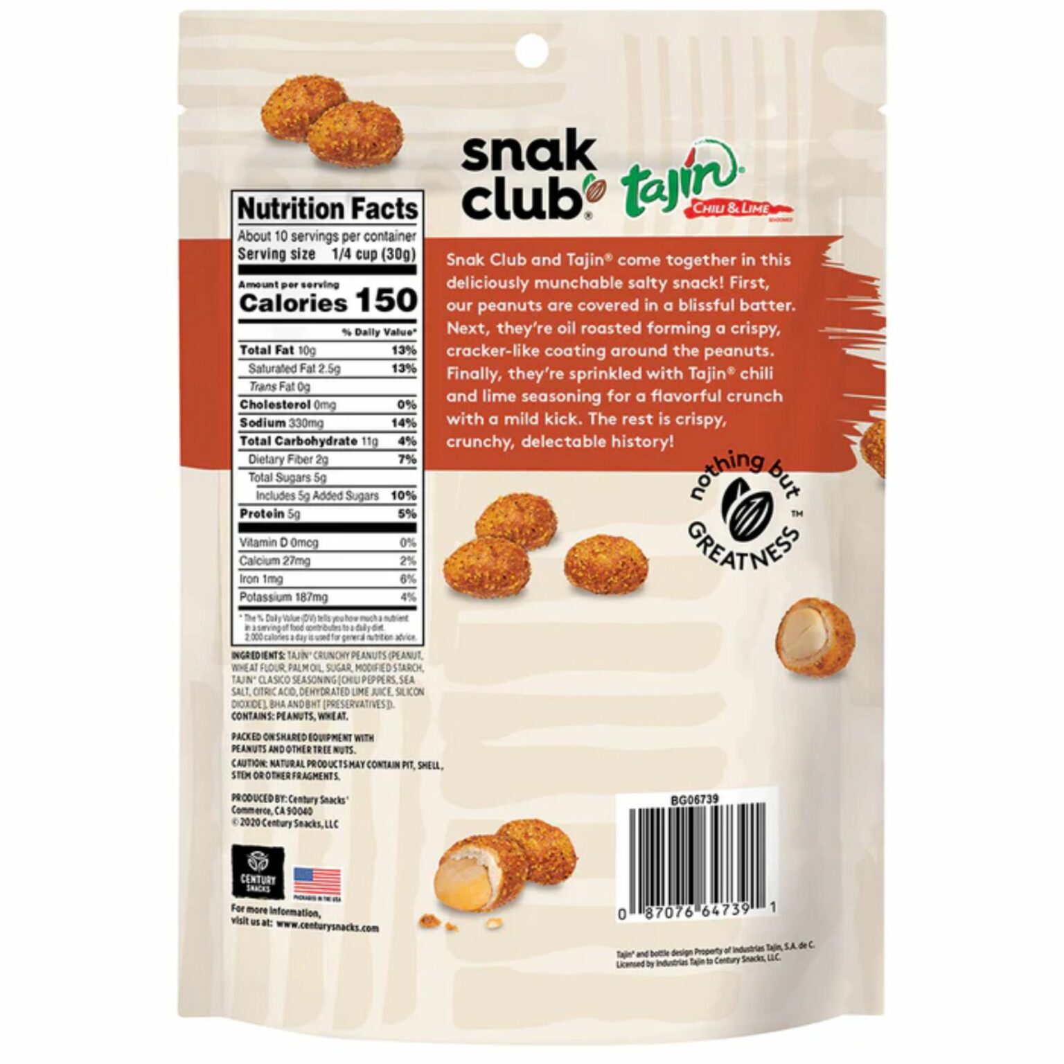 Snak Club Crunchy Mild Chili & Lime Peanuts 4.5 oz, 6 CT - Image 4