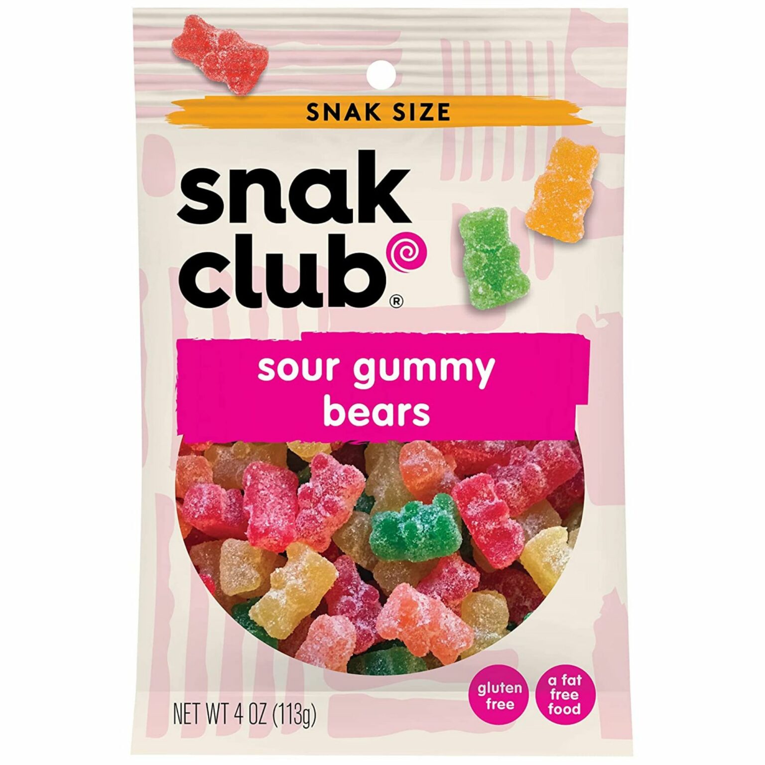 Snak Club Sour Gummy Bears 4 oz, 12 CT - Image 1
