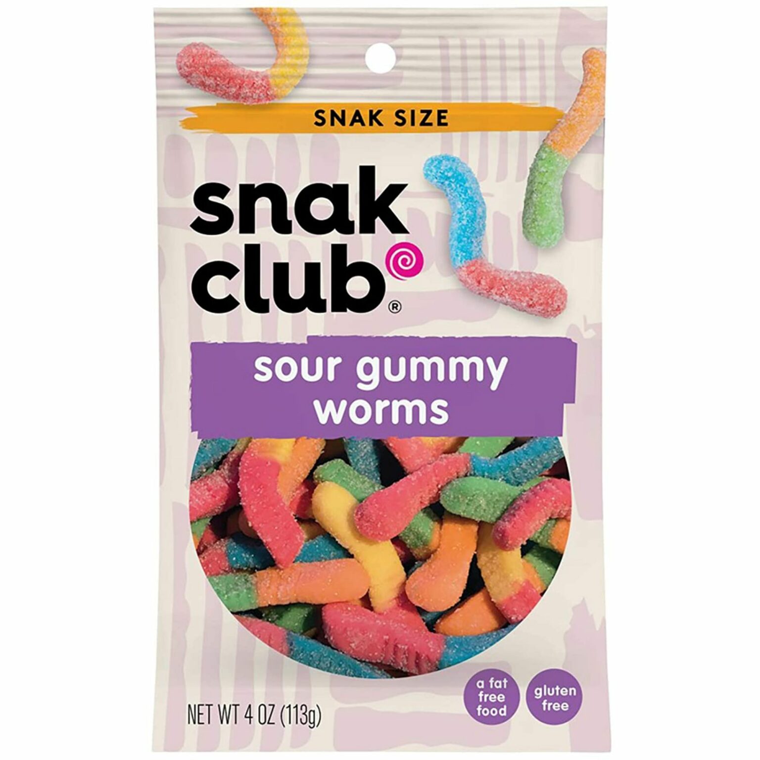Snak Club Sour Gummy Worms 4 oz, 12 CT - Image 3