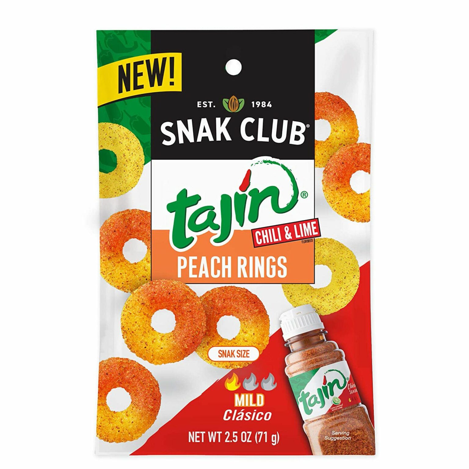 Snak Club Tajin Peach Rings 2.5 oz, 12 CT - Image 1