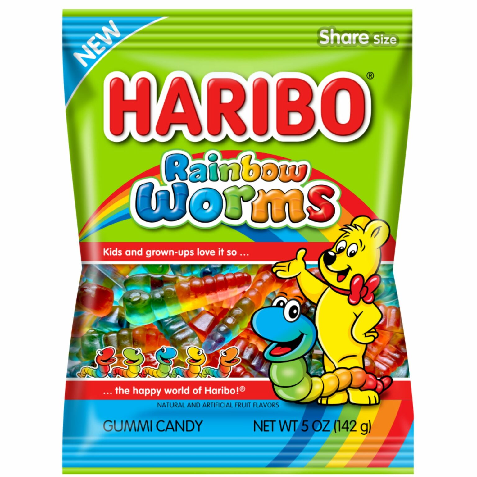Haribo, Rainbow Worms, Gummy Candy (5 Ounce, 12 Count) - Image 1