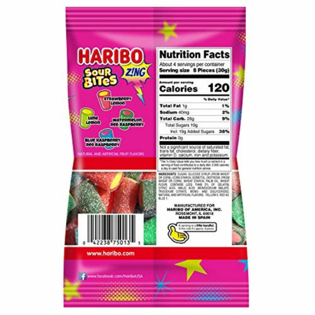 Haribo, Sour Bites, Gummy Candy (4.5 Ounce, 12 Count) - Volt Candy