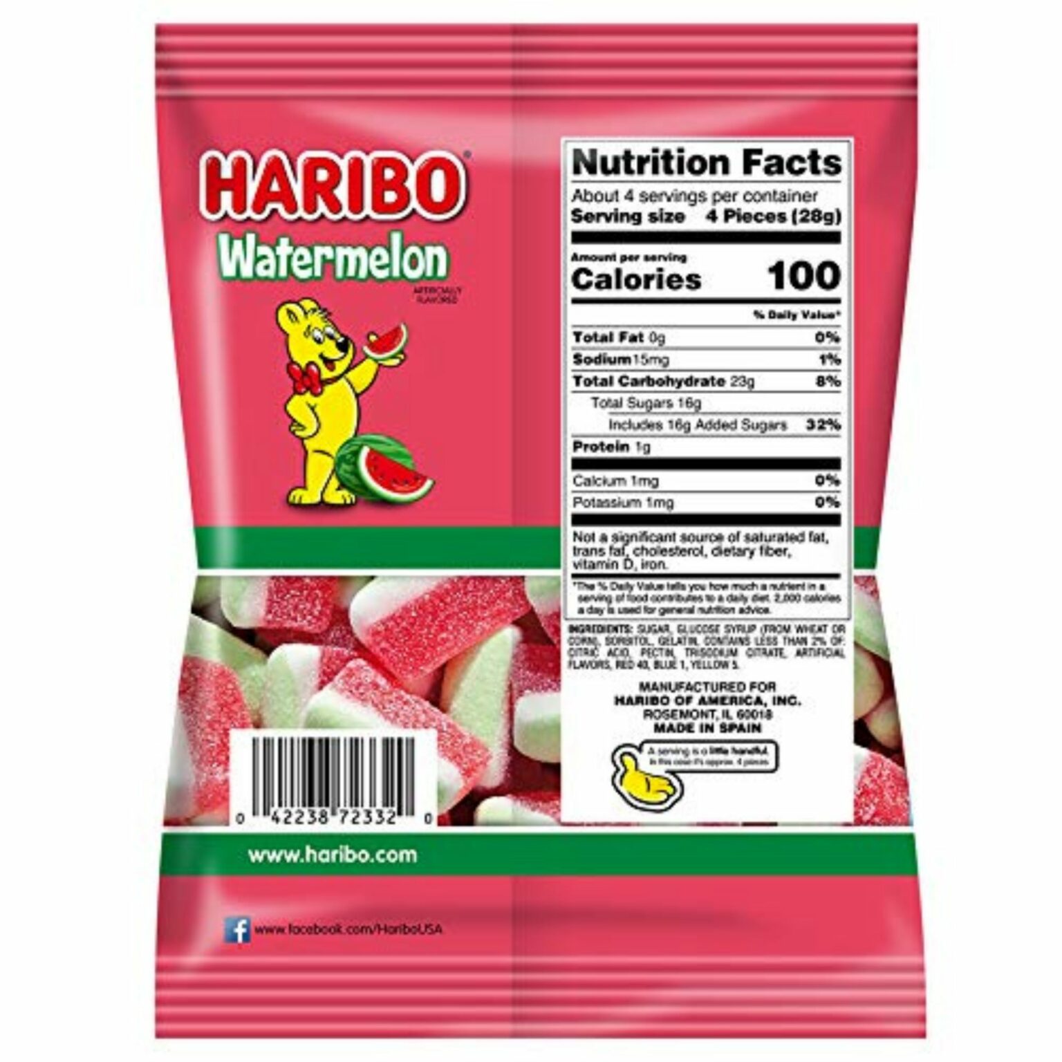 Haribo, Watermelon, Gummy Candy (4.5 Ounce, 12 Count) - Image 2