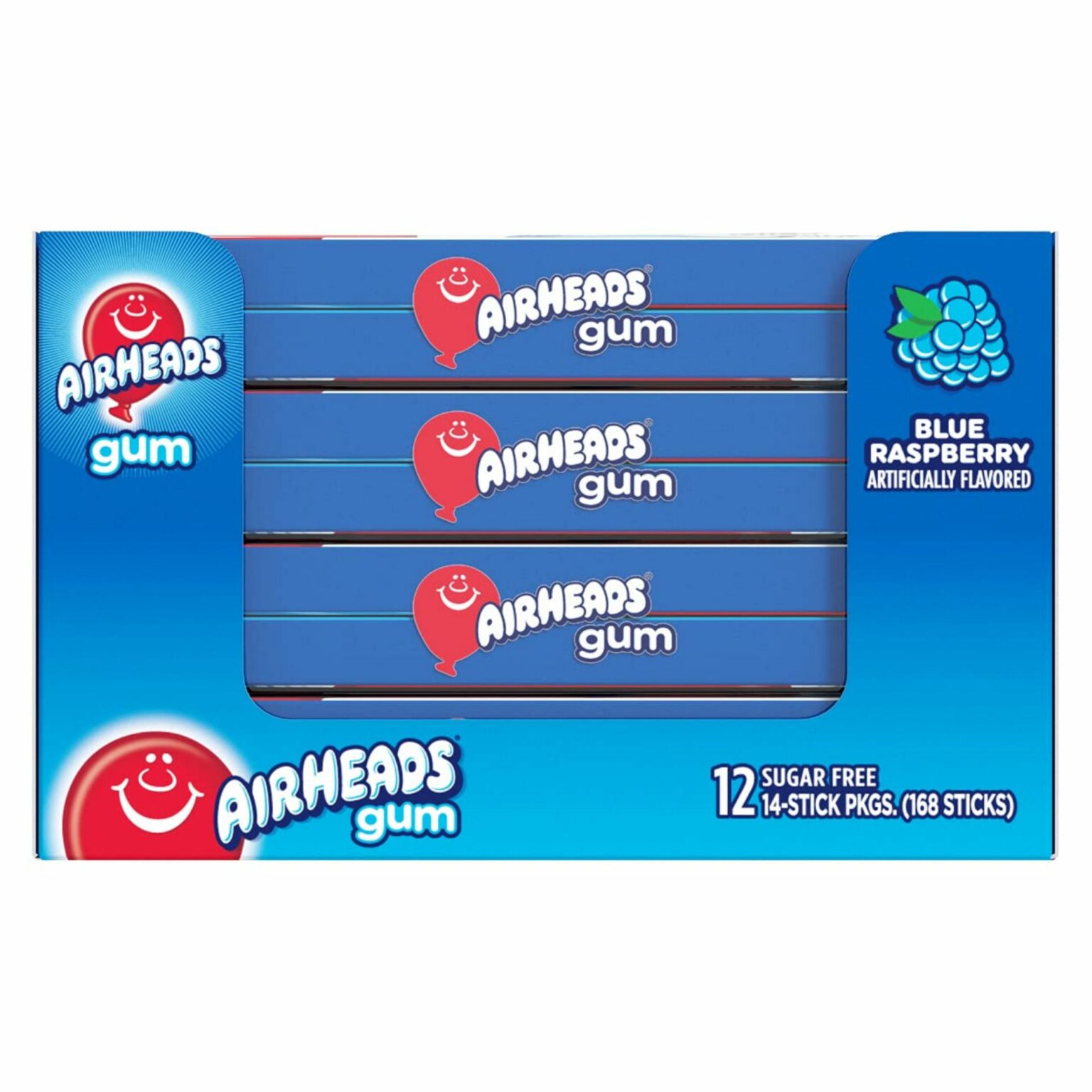 Airheads GUM, Blue Raspberry Chewing Gum 12 Pack, 14 Count - Image 3