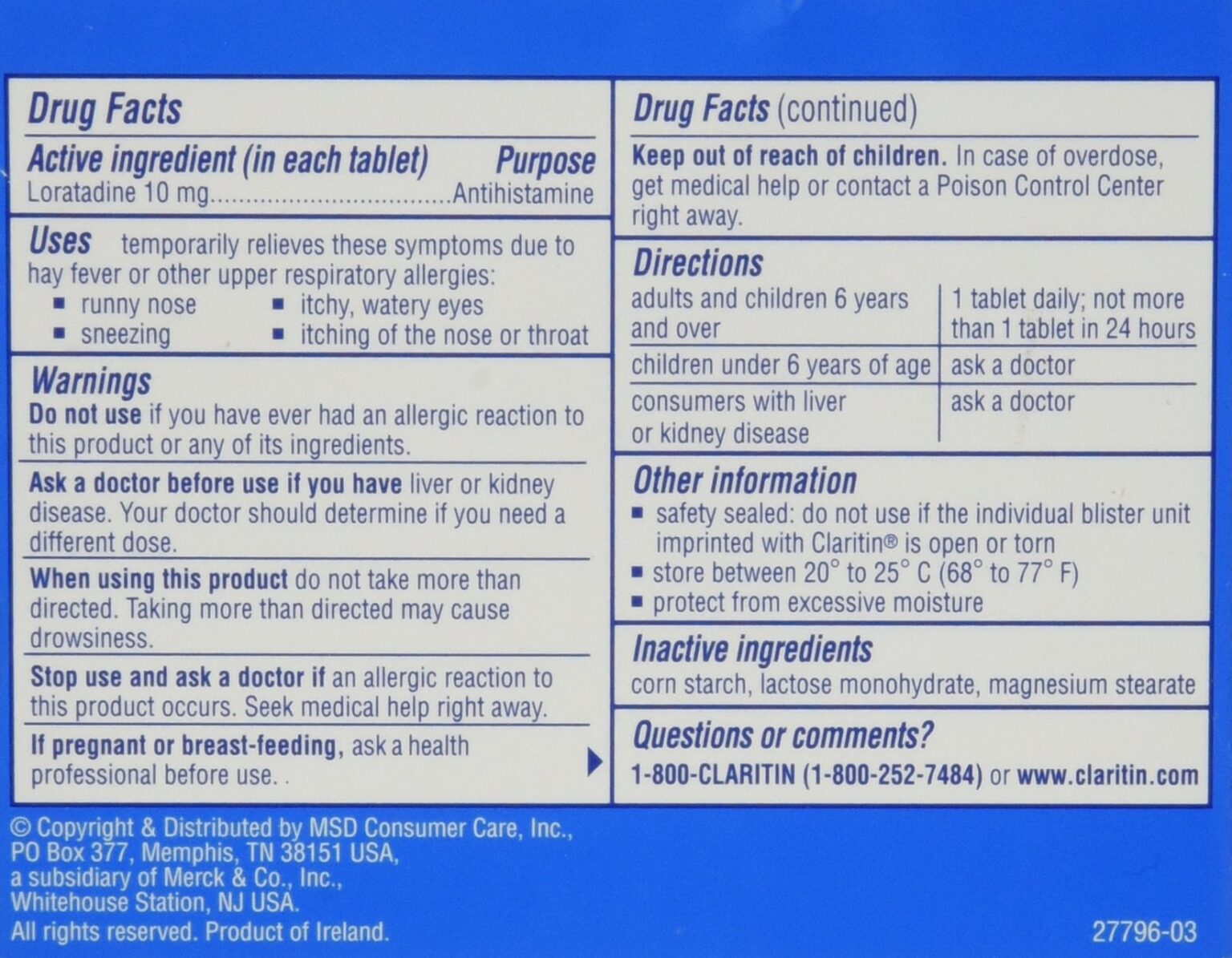 Claritin 24 Hour Allergy Tablets 20ct - Image 2