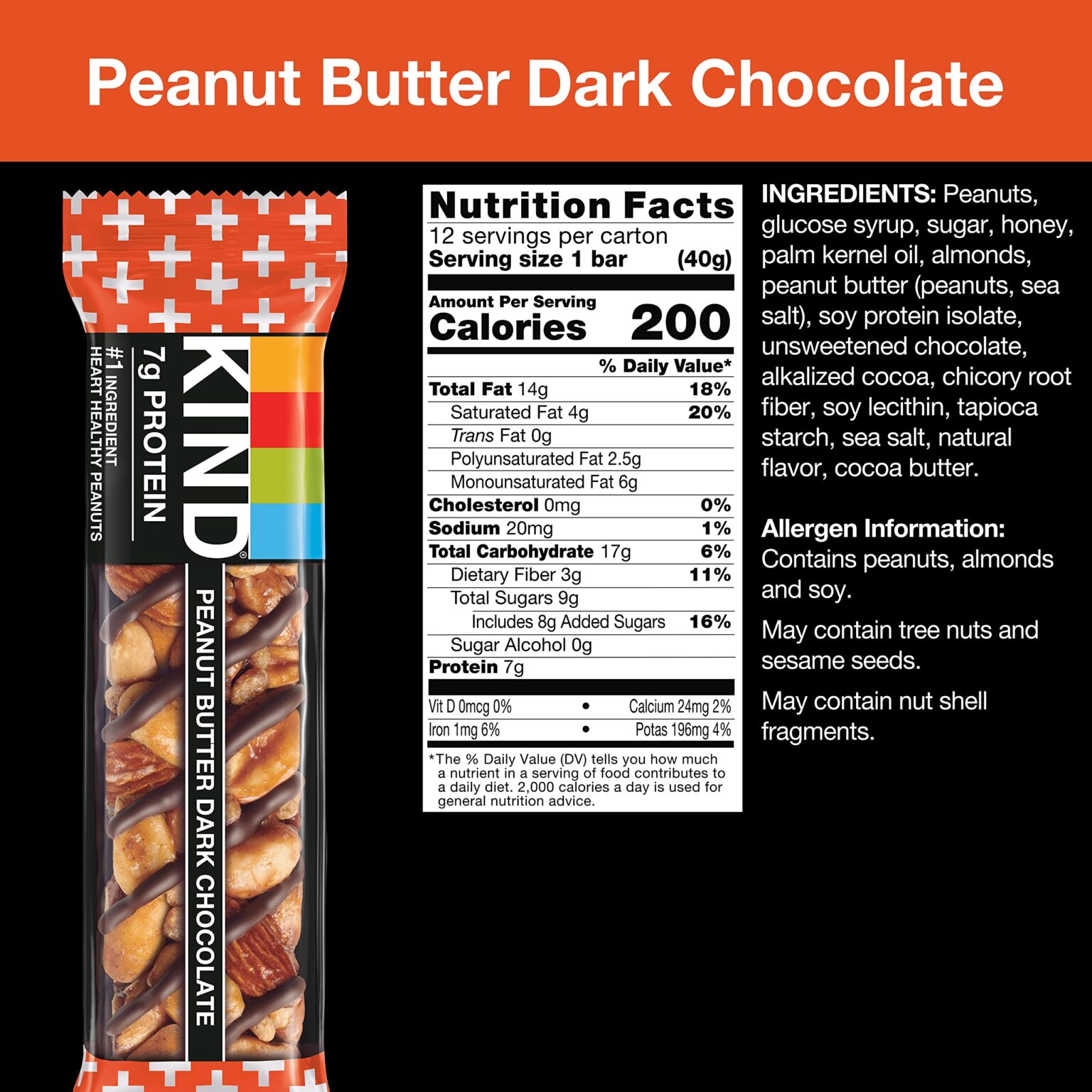 KIND Bars Peanut Butter Dark Chocolate 12ct 1.4oz - Image 3