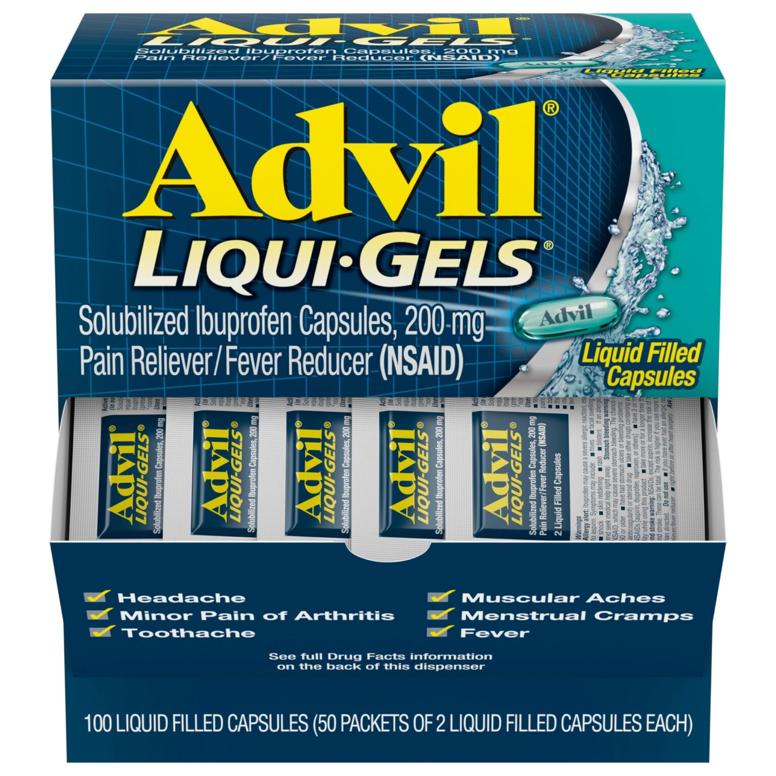 Advil Liqui-Gels Pain Reliever and Fever Reducer Capsules 50ct - Image 1